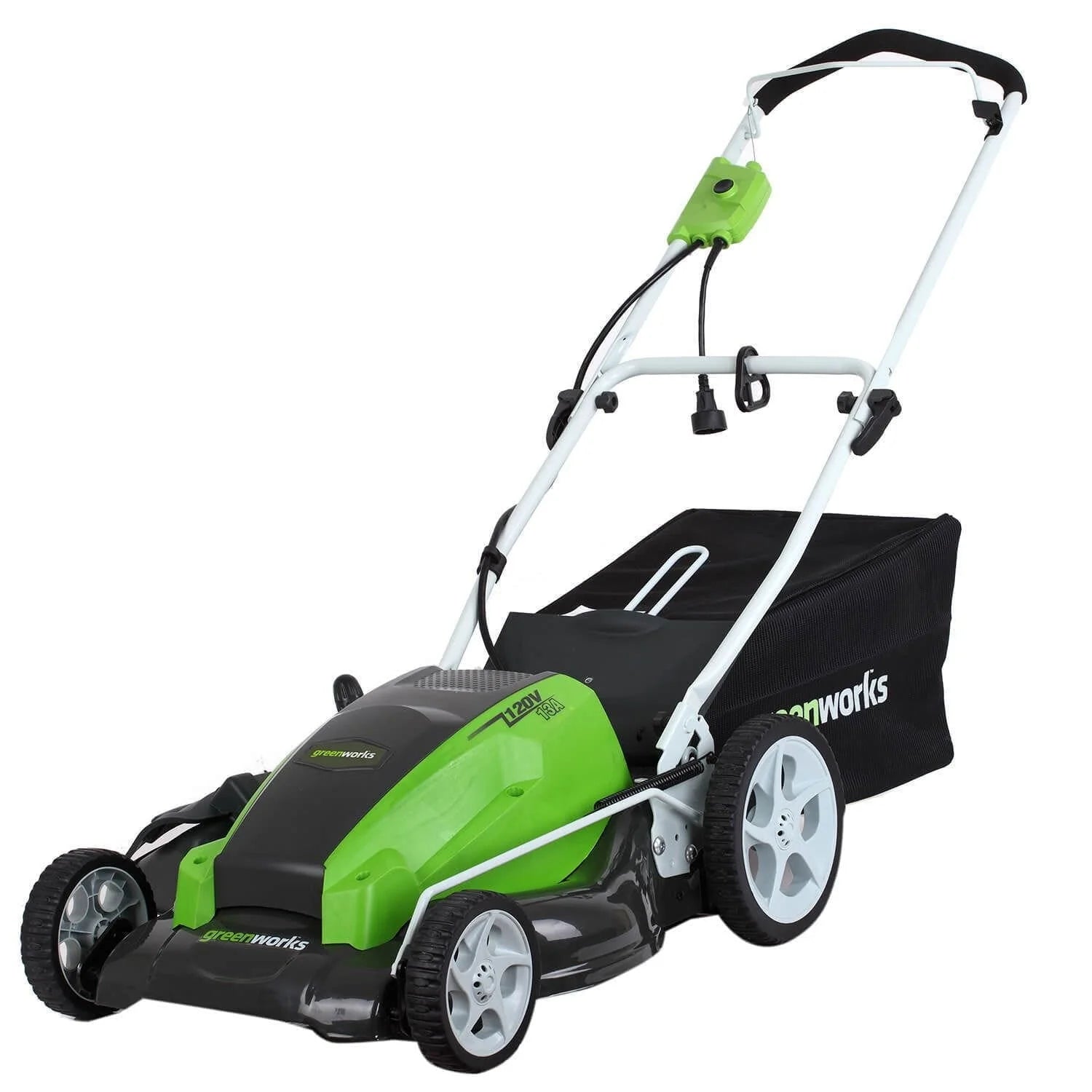 Greenworks 13 Amp 21-inch Corded Electric Walk-Behind Push Lawn Mower, 25112