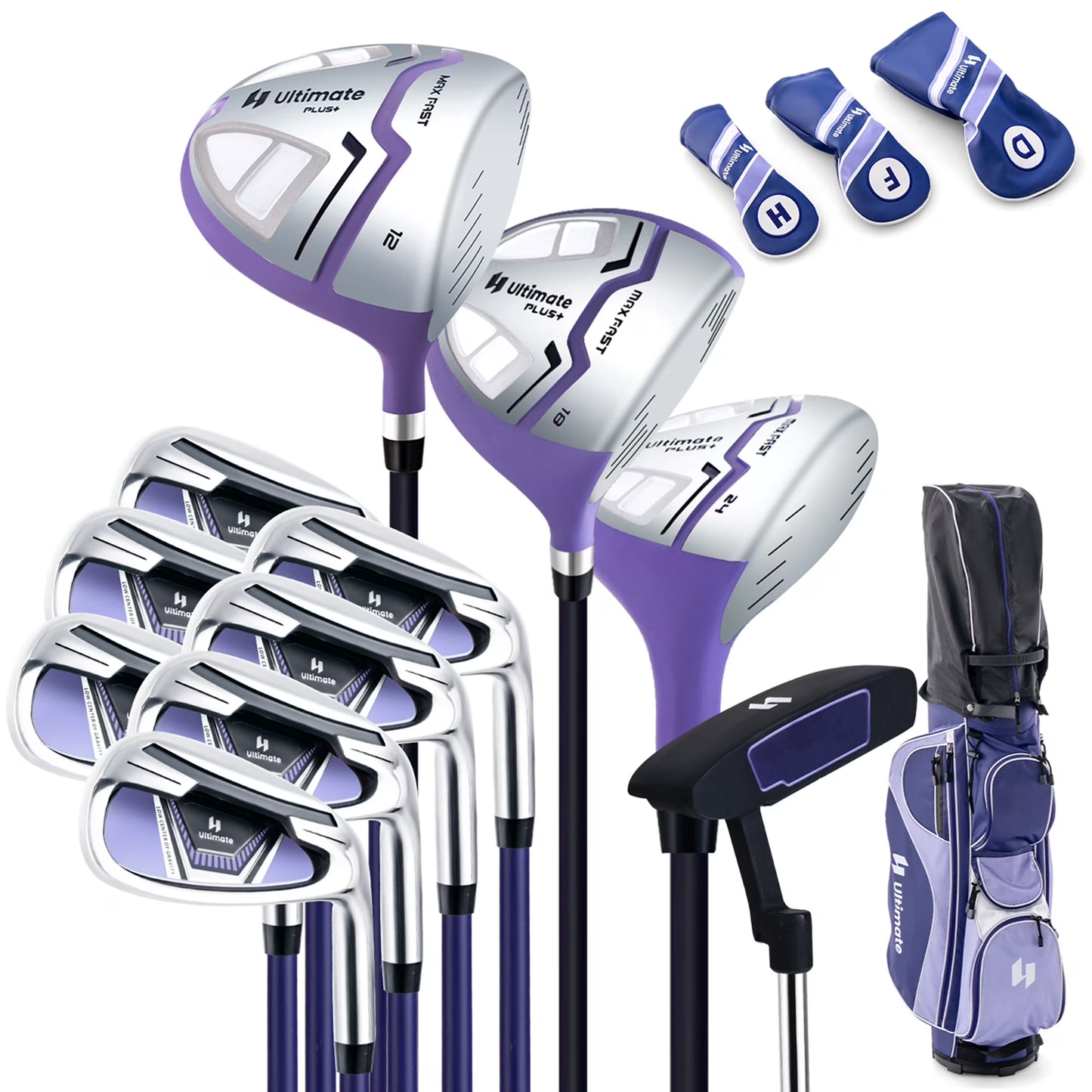 Ultimate Women��s Complete Golf Club Set Golf Club Package Set w/ Rain Hood, Right Hand Purple(Purple)