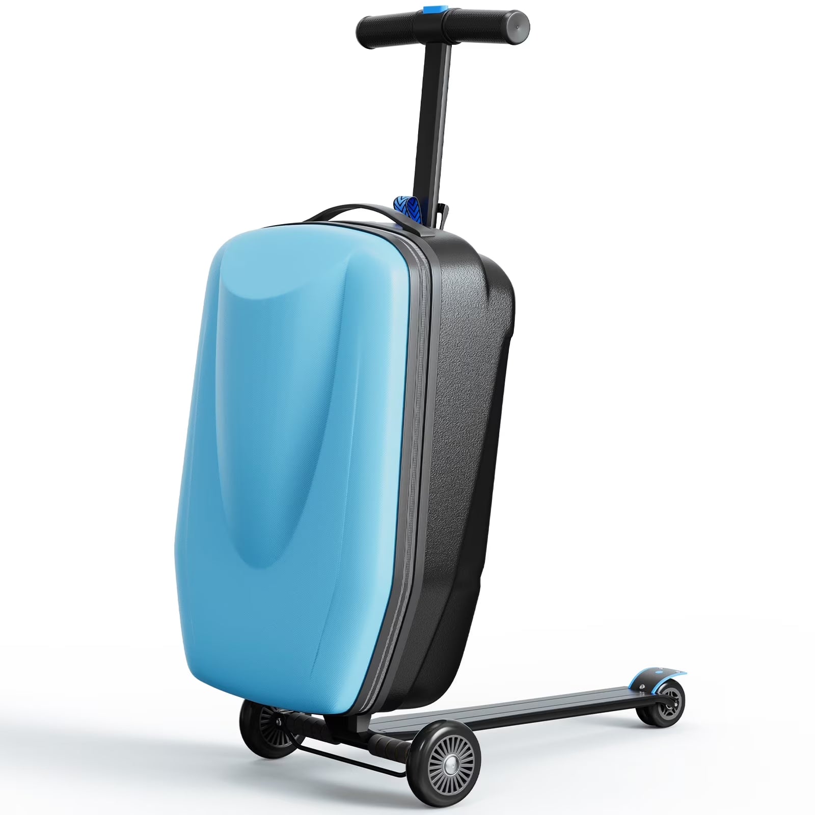 Muhub 2 in 1 Scooter Luggage for Kids and Adult,Foldable Ride on Luggage with Wheels,Light Blue(Blue)