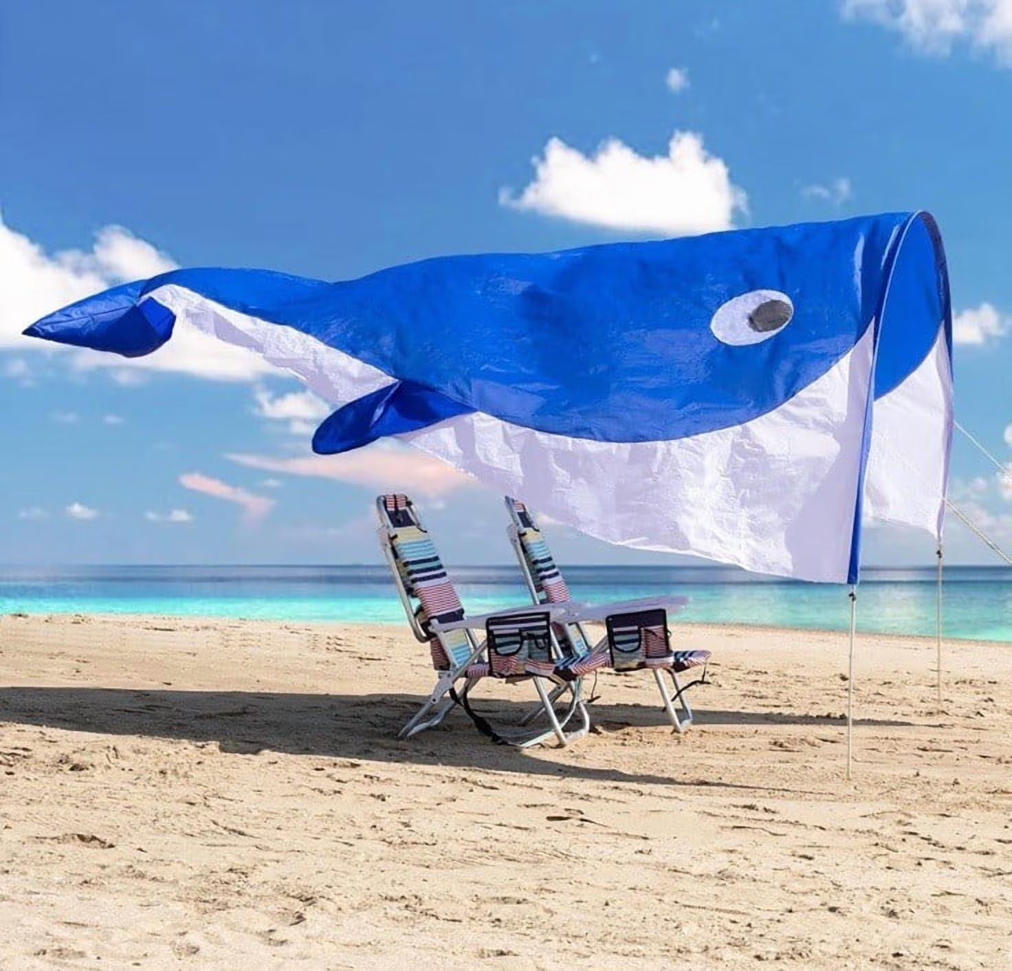 Portable Beach Shade Tent Wind Driven Lightweight 2.43 lbs for 2-3 People Blue
