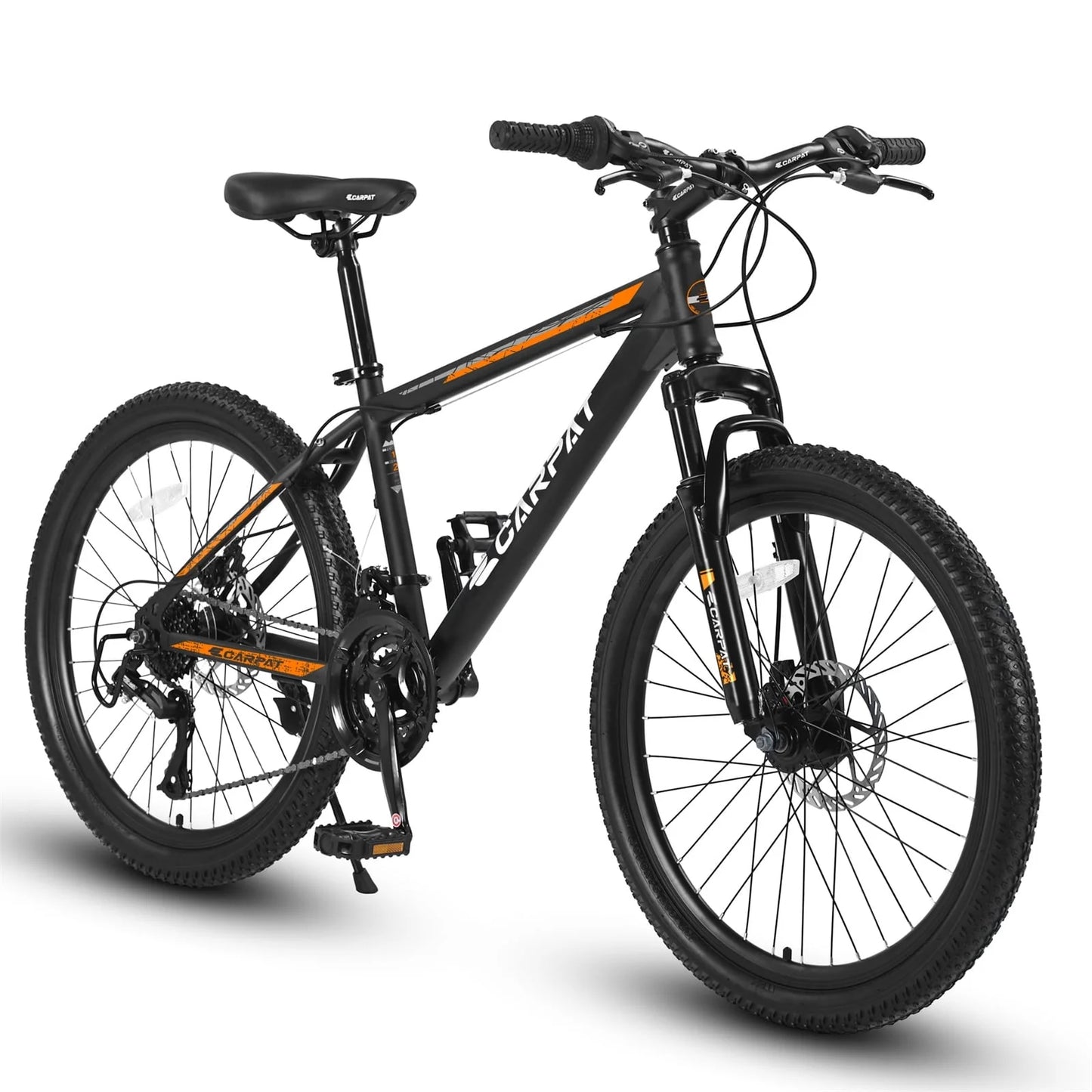 26" Mountain Bike for Adult, 21 Speed MTB with High-carbon Steel Frame, Orange