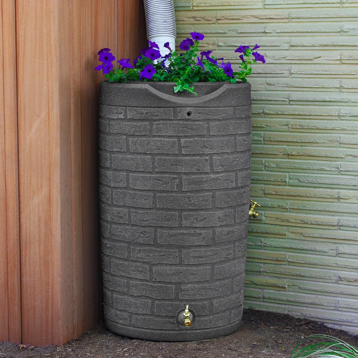 Good Ideas IMP-D50-DAR Impressions Downton Rain Saver Rain Barrel, 50 Gallon, Dark Granite(Dark Granite)