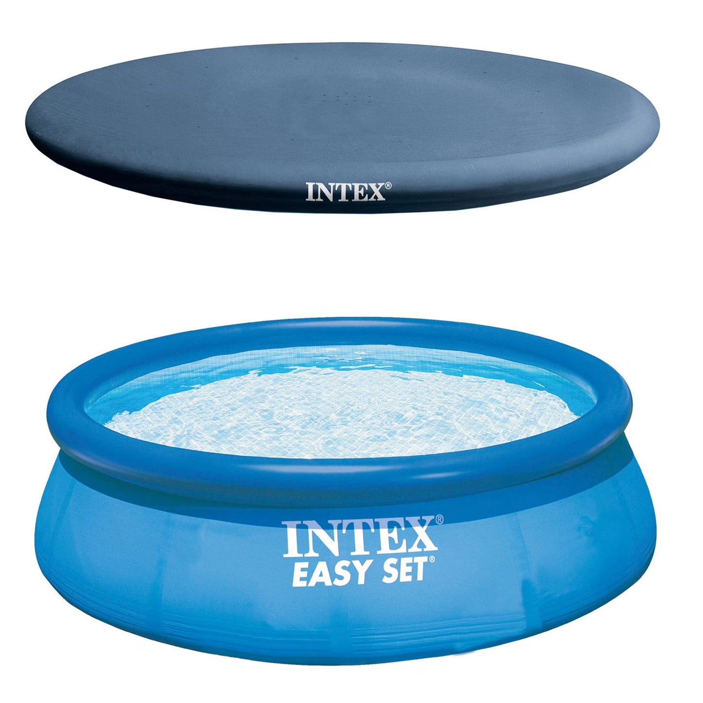 Open Box Intex Easy Set Inflatable Pool, Filter  Pump and Easy Set Pool Cover
