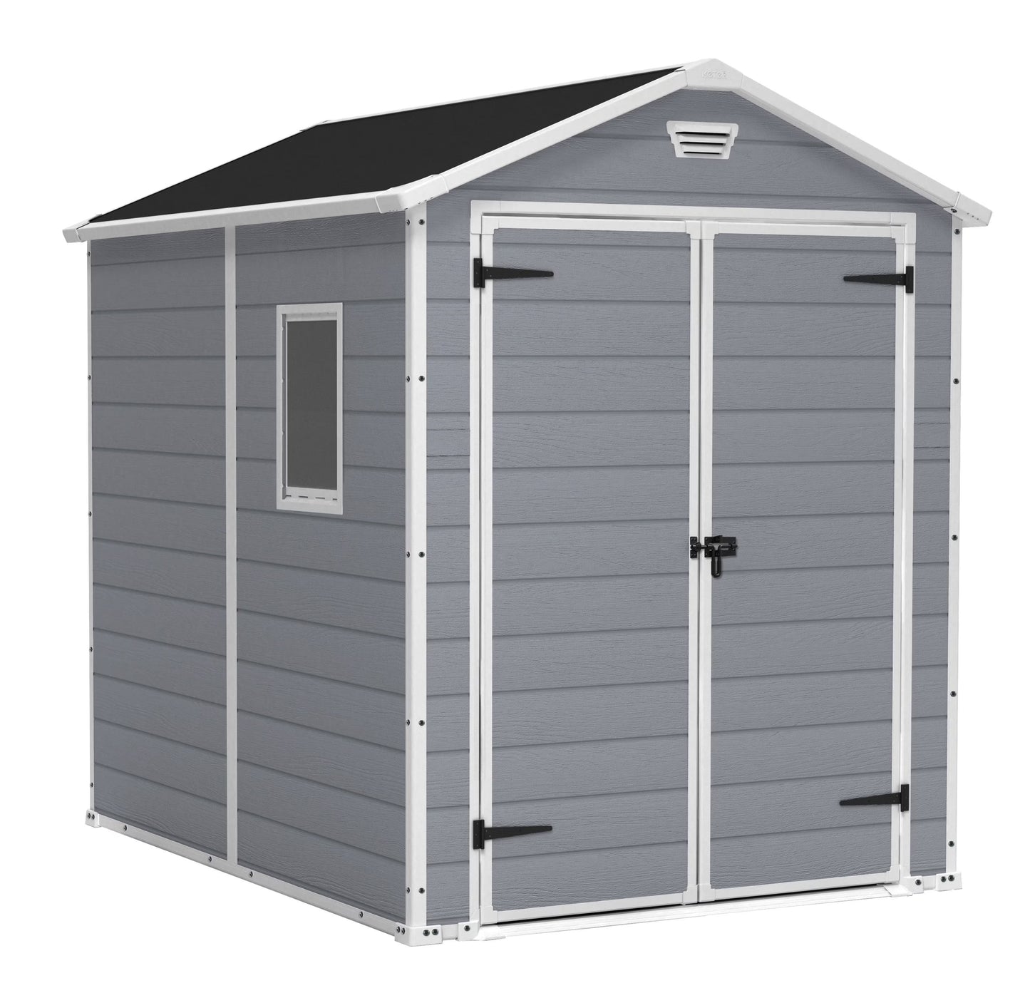 Keter 213413 Manor DD 6 X 8 Foot All Weather Outdoor Storage Shed, Grey(6 x 8)