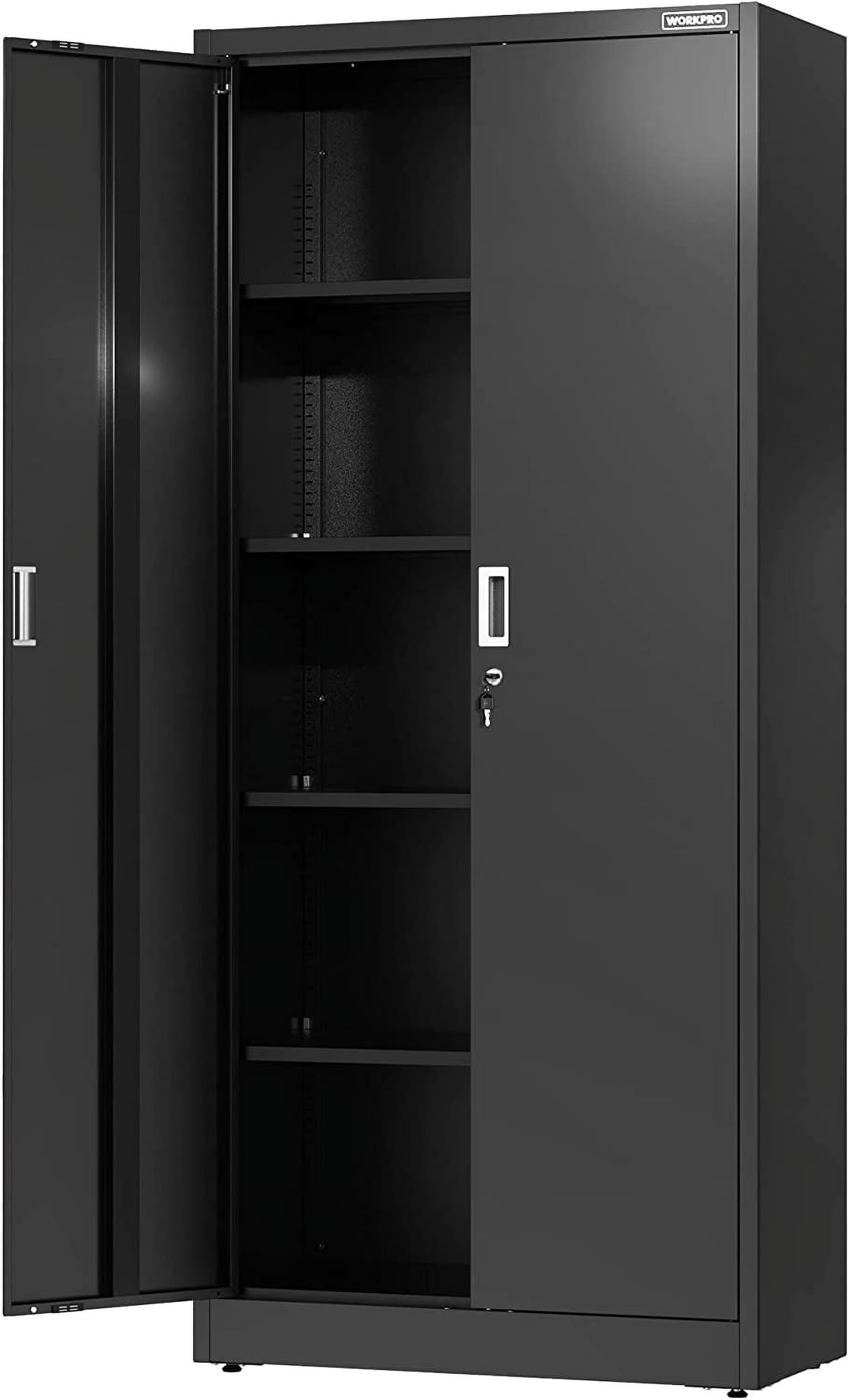 WORKPRO Metal Garage Storage Cabinet with Locking Doors and Adjustable Shelves,71 inches Tall Storage Cabinet for Tools, Office, Home, Shops (Black), Solid Packed(71"/Black)