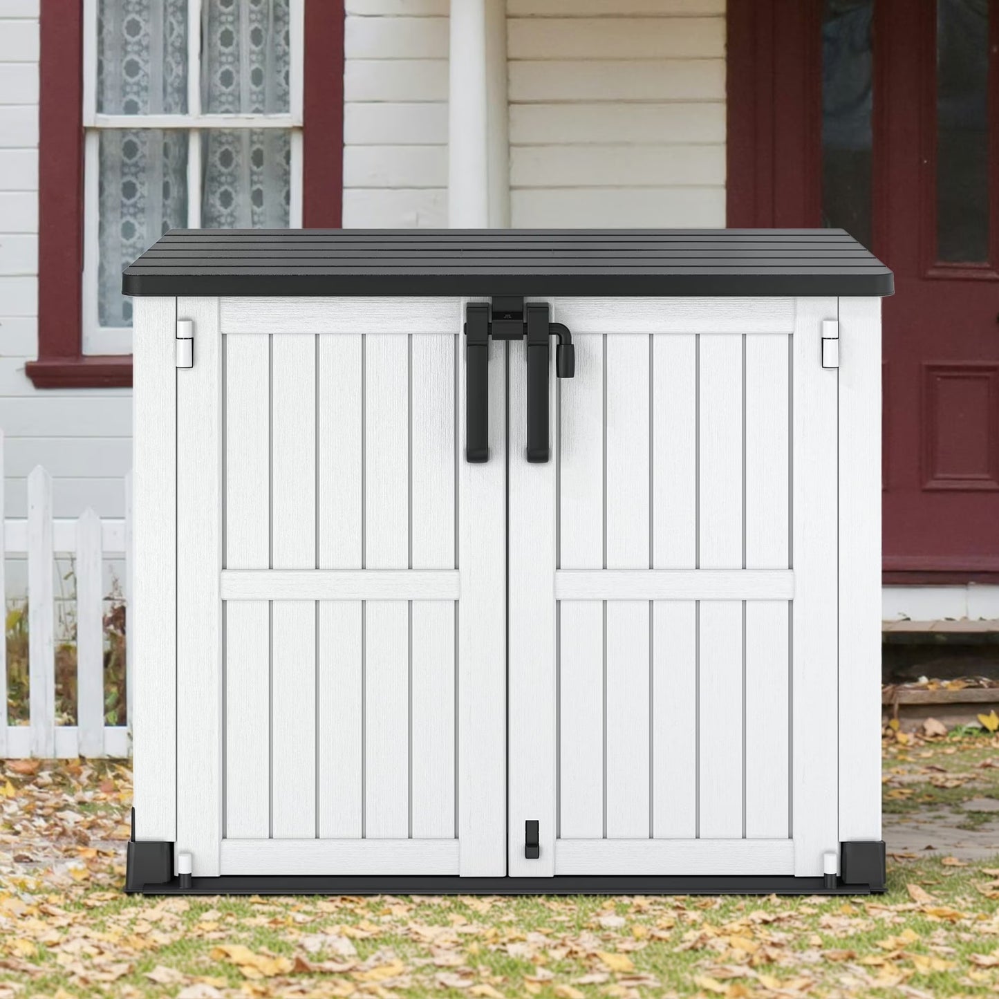 Bifanuo Outdoor Resin Storage Shed 34 Cu.ft Garden Storage Extra Large Capacity Weather Resistant Storage Box, Lockable Resin Waterproof Shed for Bike, Lawnmowe, Garden Tools(White)