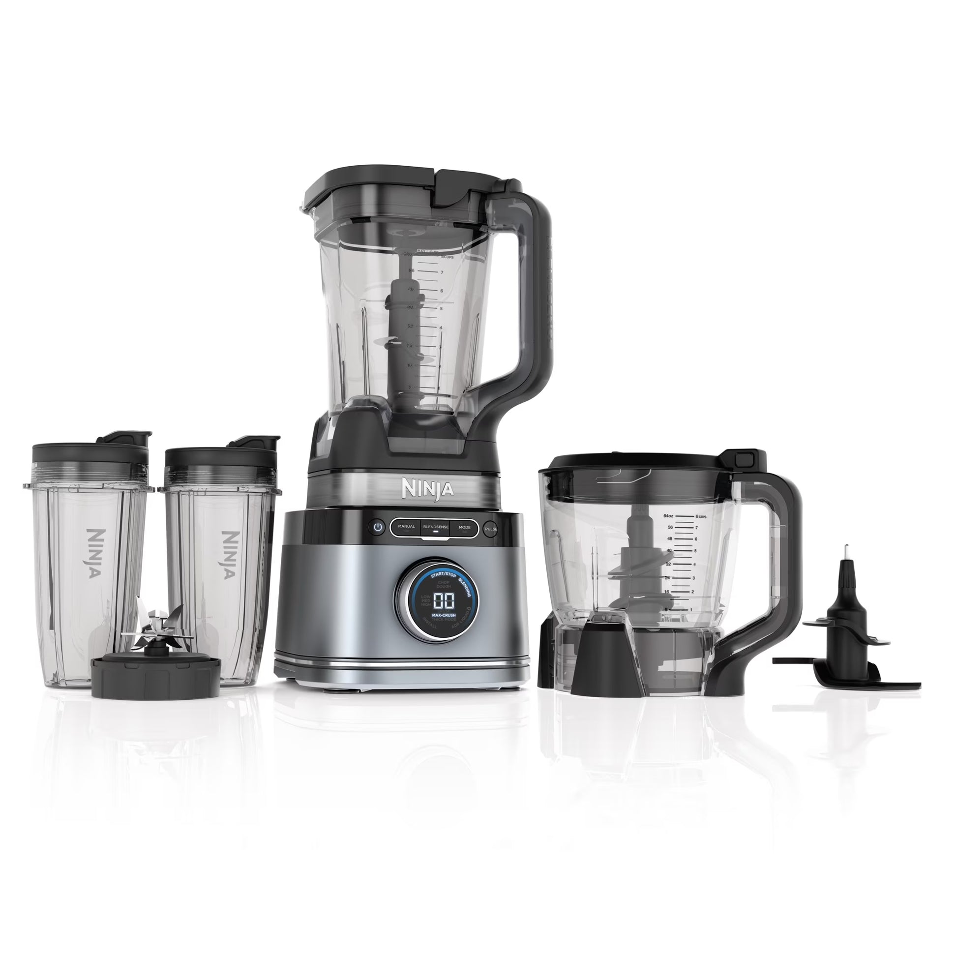 Ninja Detect Kitchen System Power Blender + Processor with Blend Sense Technology, Silver, TB400(Platinum)