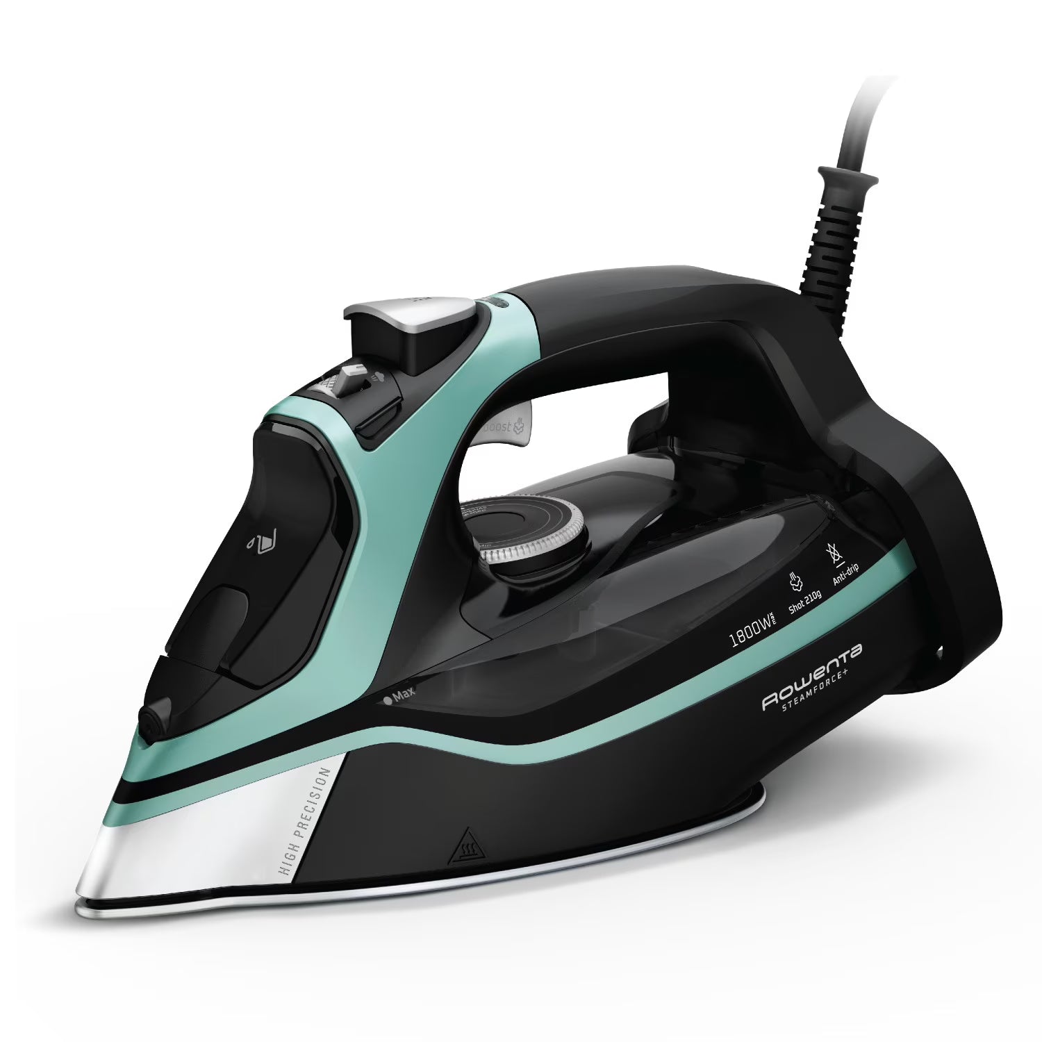 Rowenta Steam Force+ Iron for Clothes, Stainless Steel Soleplate, 1850 Watts, 400 Microsteam Holes, Garment Steamer, Black  Blue, DW9440U1(Blue)