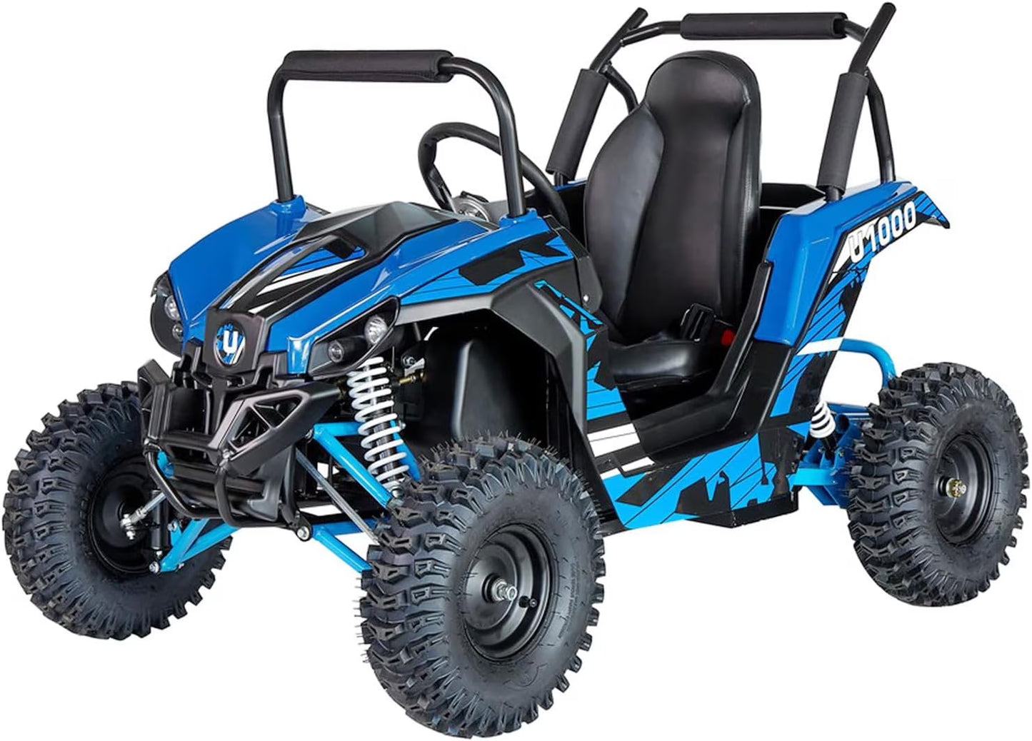 UTV Ride on Car (Large),Shock Absorber, 48V Electric Vehicles with Disk Brake, Gear Switch, Steel Frame, Off-Road Tire, Flexible Seat Belt and Seat, Three-Speed Parental Limit-Lock Function (Blue)(Blue)