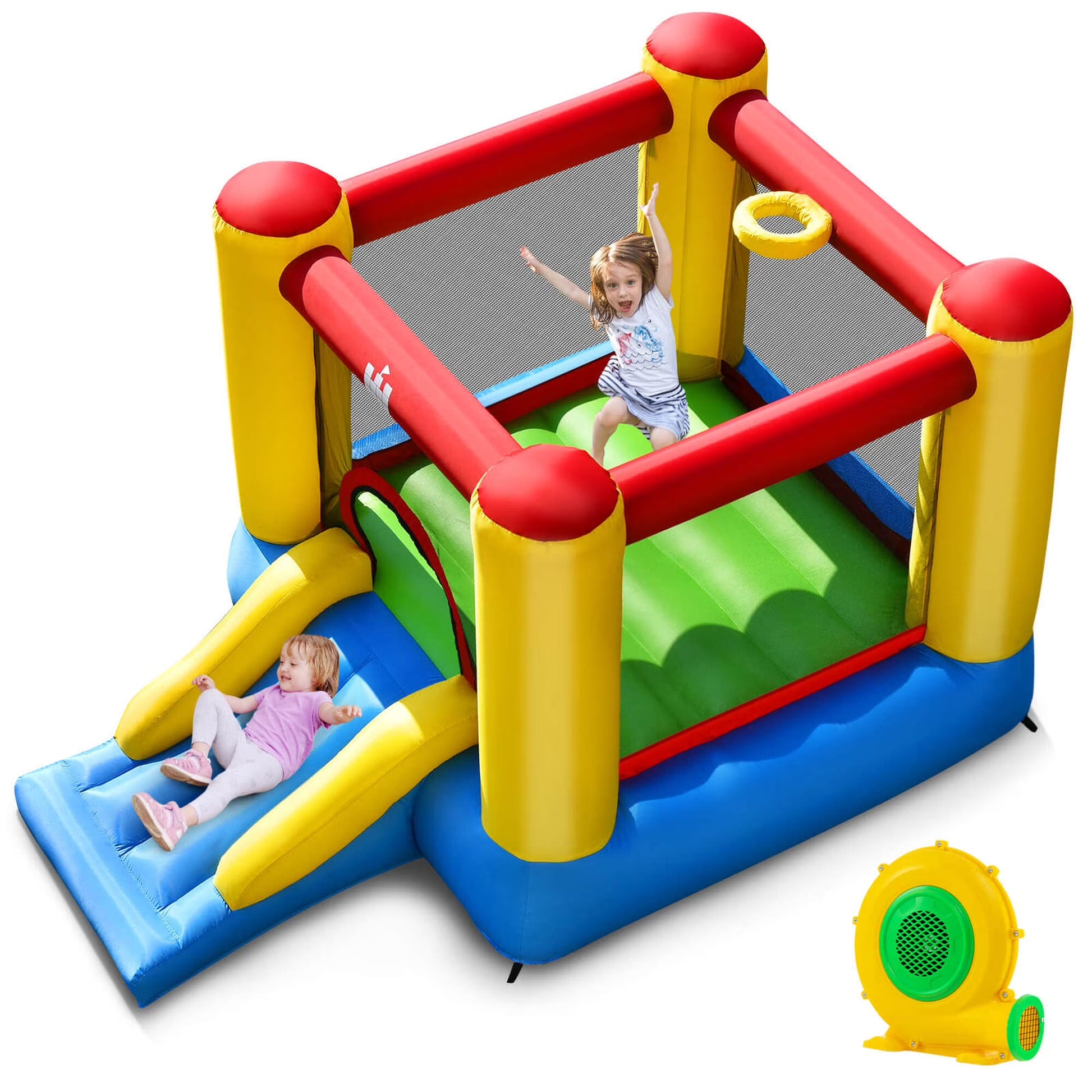 Costway Inflatable Bouncer Kids Bounce House Jumping Castle Slide with 480W Blower(with 480W Blower)