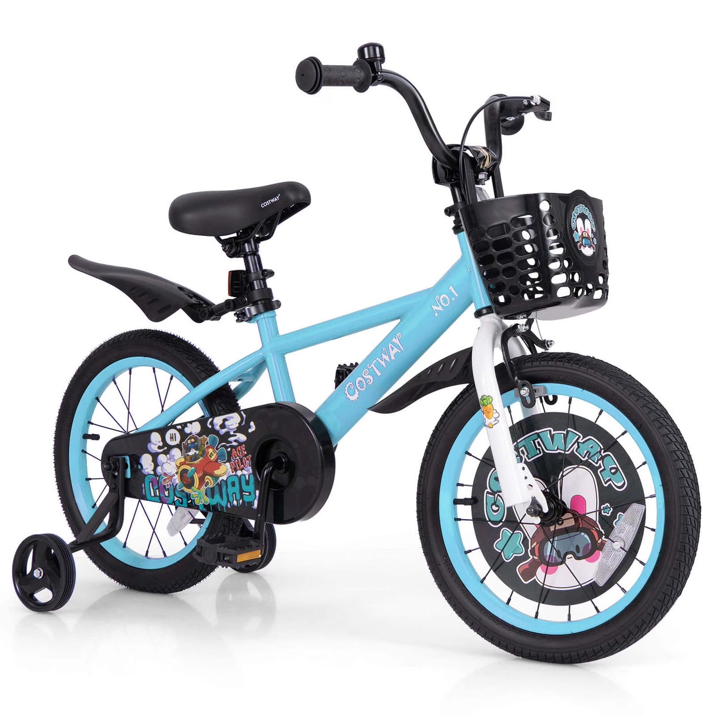 Costway 16" Kid’s Bike for 4-7 with Height-Adjustable Handlebar  Saddle Handbrake Blue(Blue/16")