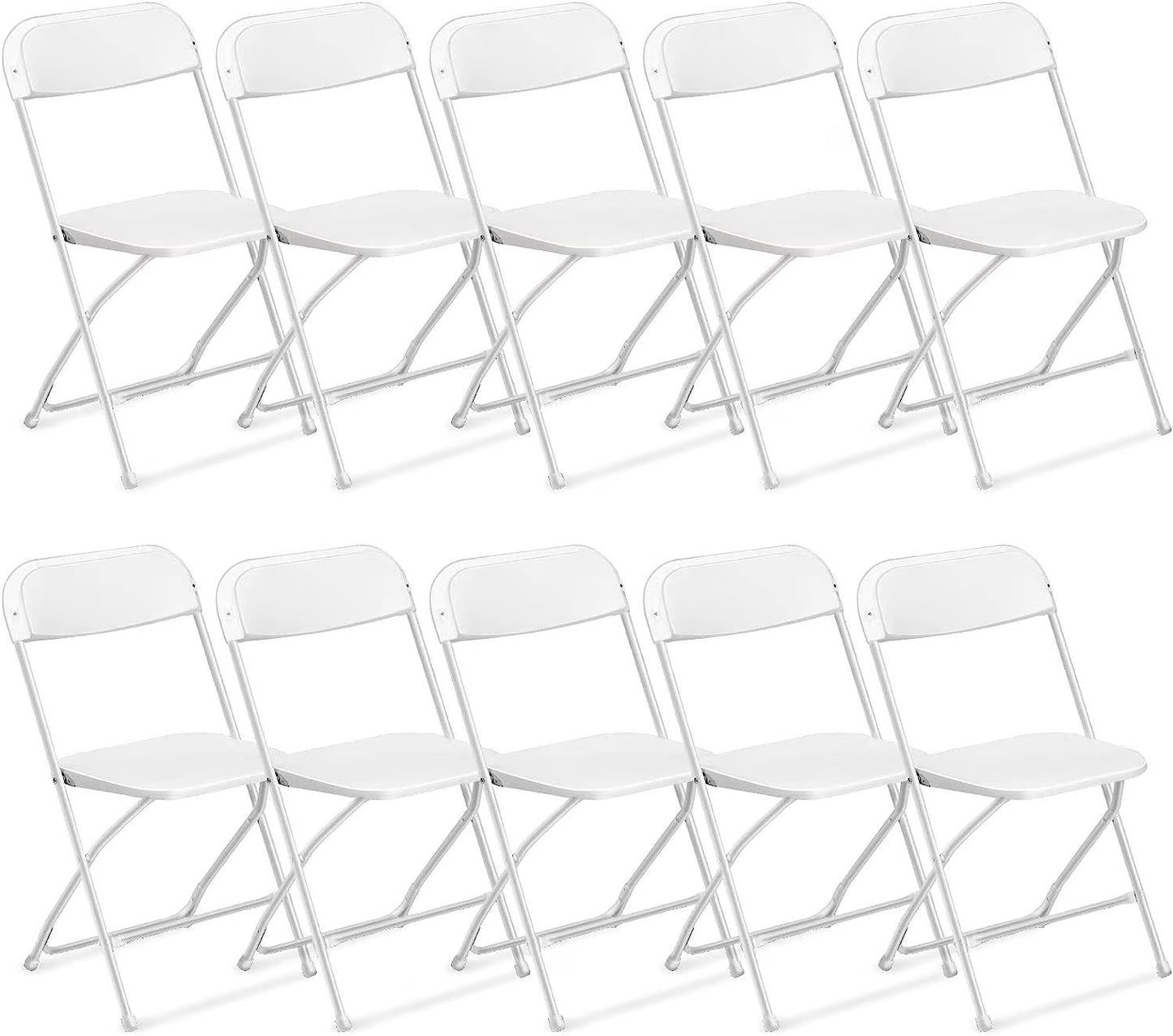 Ktaxon 10 Pack Commercial Plastic Folding Chairs Stackable Wedding Party Chairs Portable Chairs for Outdoor White