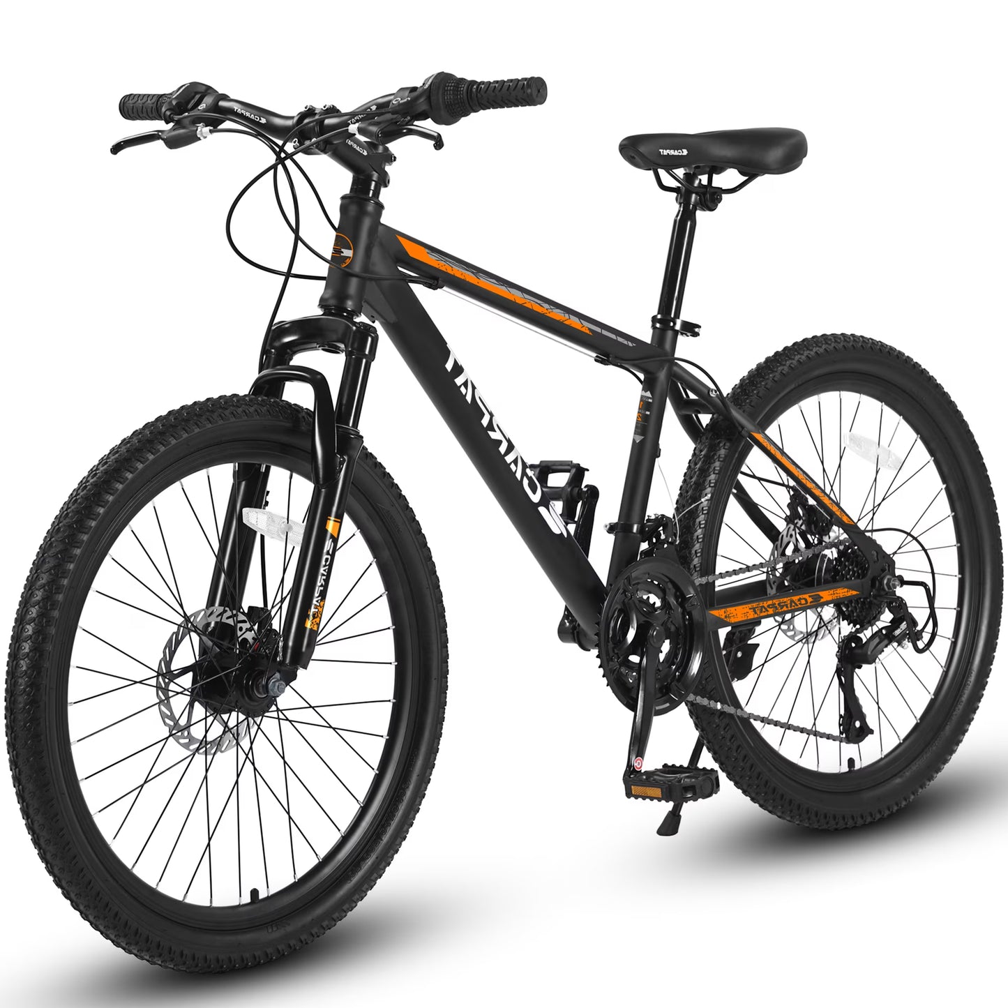 26 inch Mountain Bike for Men, Adult Mountain Bike with Shimano 21 Speed  Disc Brakes, Black Orange(Black Orange)