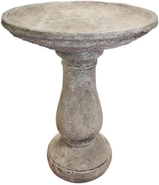 Solid Rock Stoneworks Oval 2 Piece Birdbath - 24" Tall - Pre-Aged