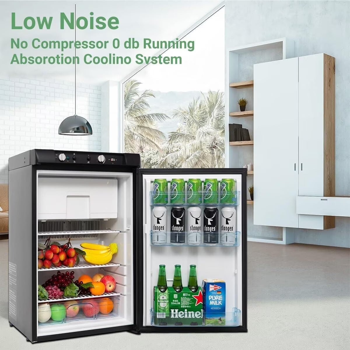 Smad 3 Way Fridge Gas/12V/110V 3.5 Cu.ft Propane Camping Refrigerator Fridge