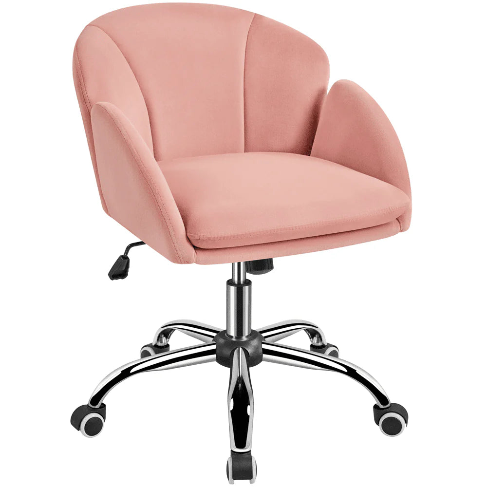 Yaheetech Modern Vanity Chair Swivel Rolling Chair with Armrests, Pink(1/Black)