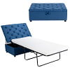 Costway Folding Ottoman Sleeper Bed with Mattress Convertible Guest Bed Grey(Blue)