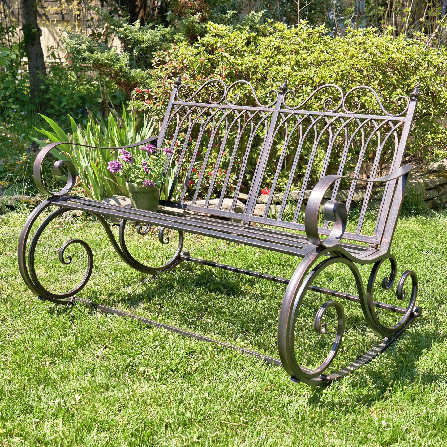 Outdoor Metal Rocking Arm Chair/Bench (Bench, Bronze)(Bench/Bronze)