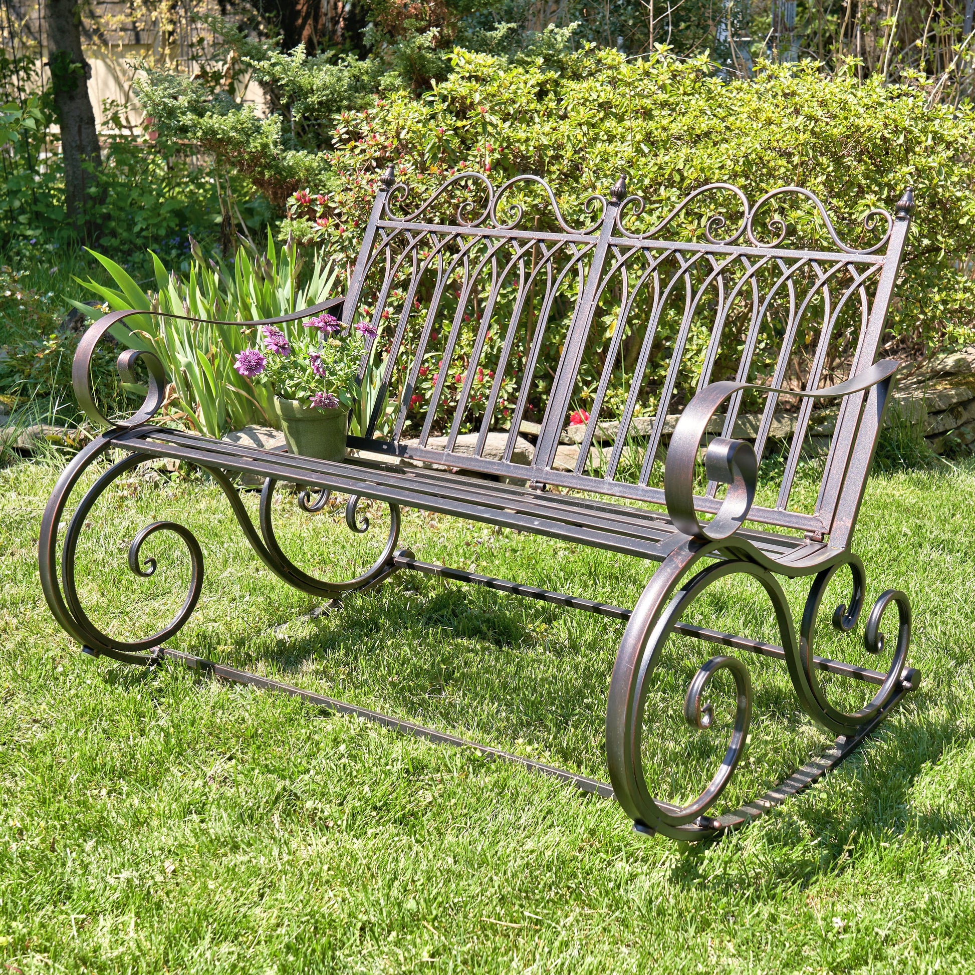Outdoor Metal Rocking Arm Chair/Bench (Bench, Bronze)(Bench/Bronze)