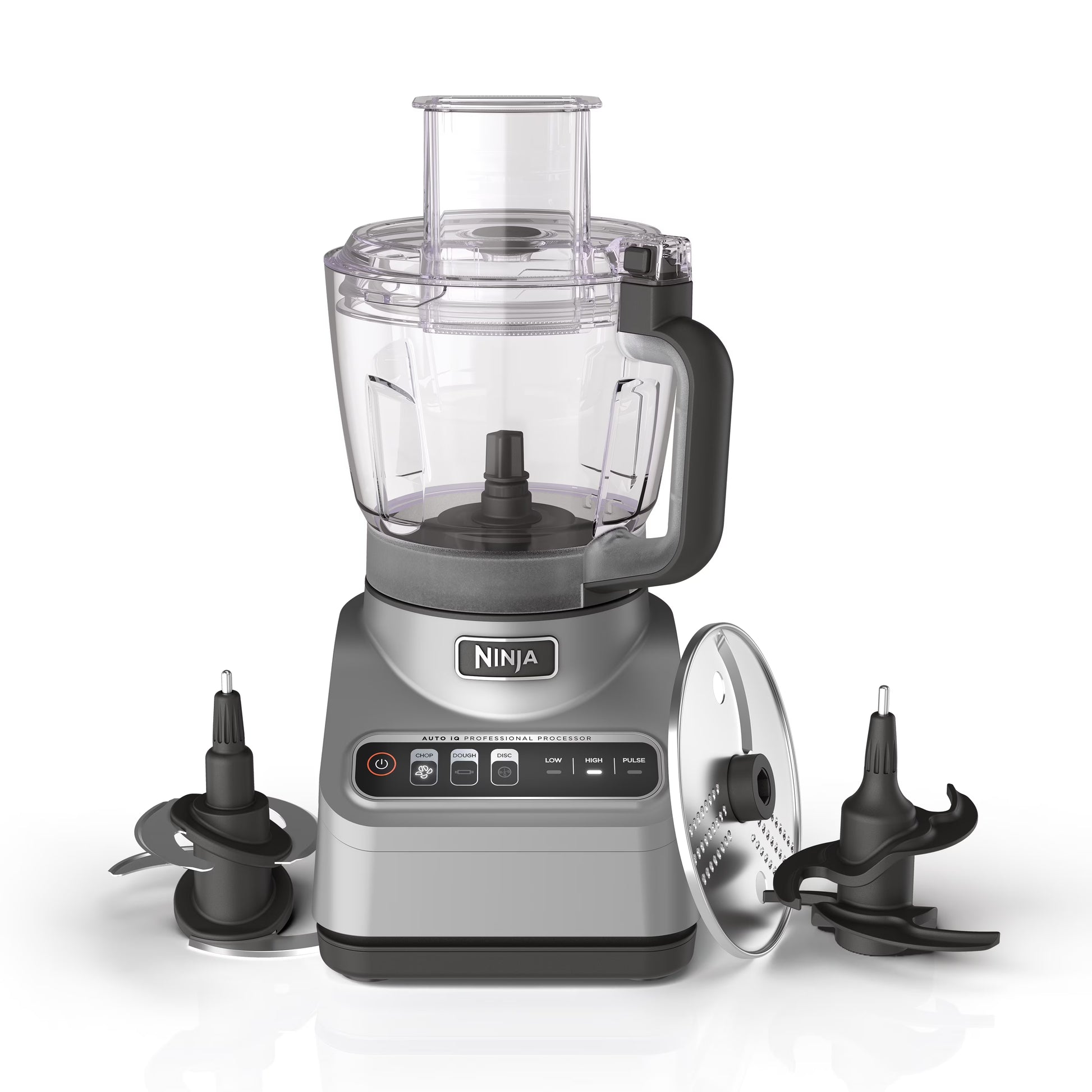 Ninja Professional 9 Cup Food Processor, 850 Watts, Auto-iQ 3 Presets, Chop, Dough, Slice, Shred, BN600 Silver(Gray)