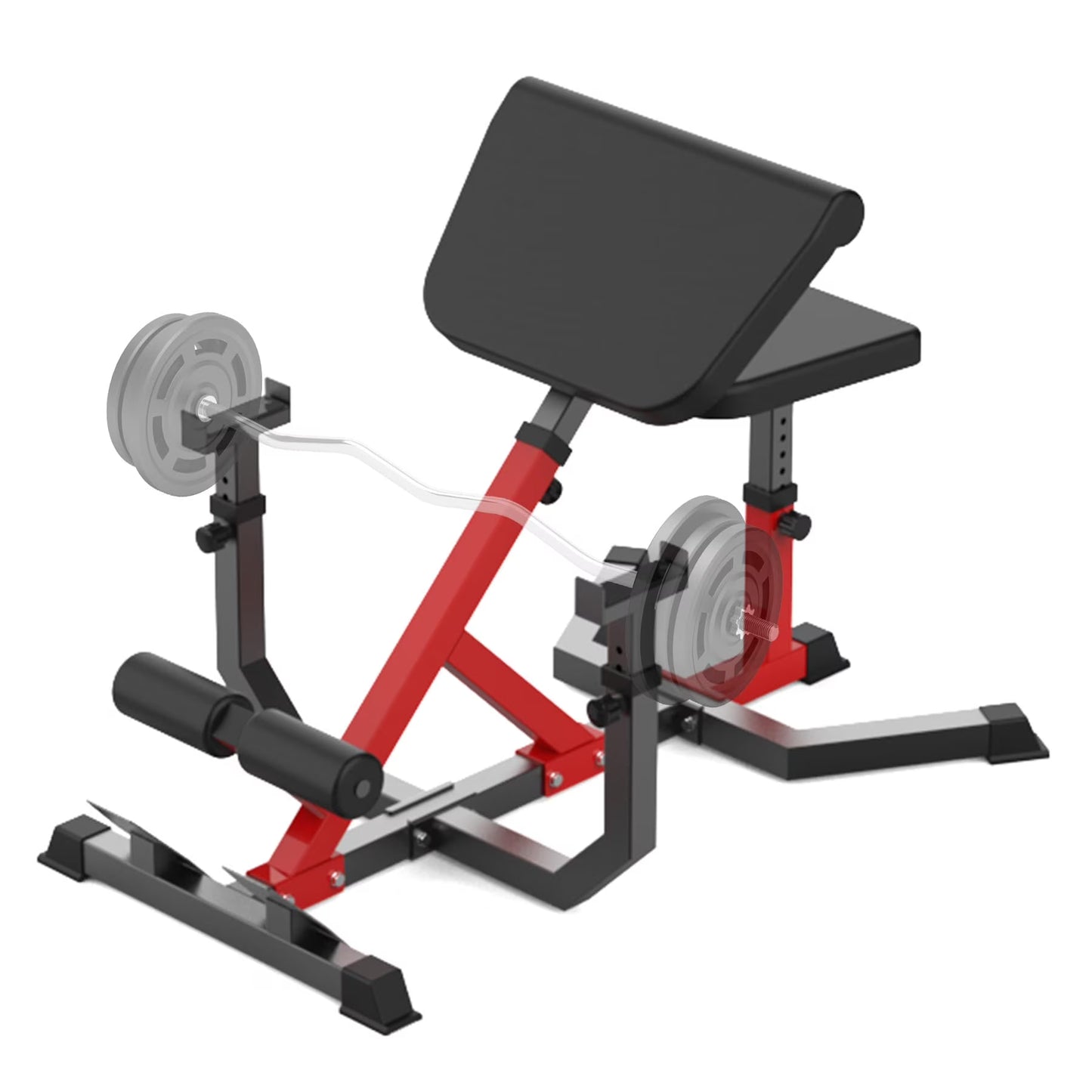 TROPOW 2-In-1 Roman Chair  Preacher Curl Bench Multi-Function Heavy-Duty Hyperextension Bench for Arms, Ab, Back, Glute  Leg Extension with Adjustable Height Exercise Equipment(Red)