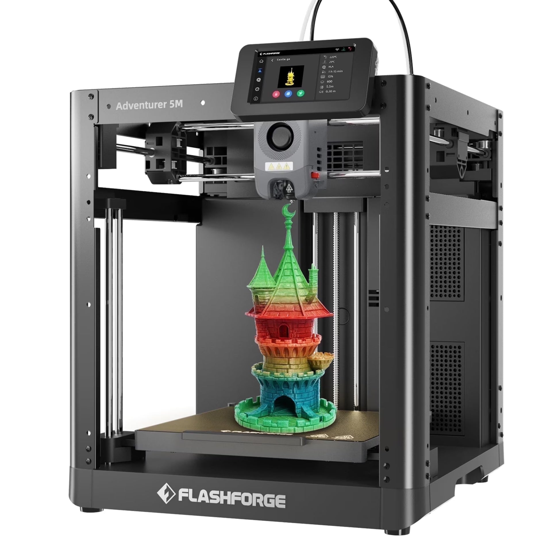 Flashforge Adventurer 5M 3D Printer, Fully Auto Leveling  600mm/s High Speed Printing, Black(Adventurer 5M)