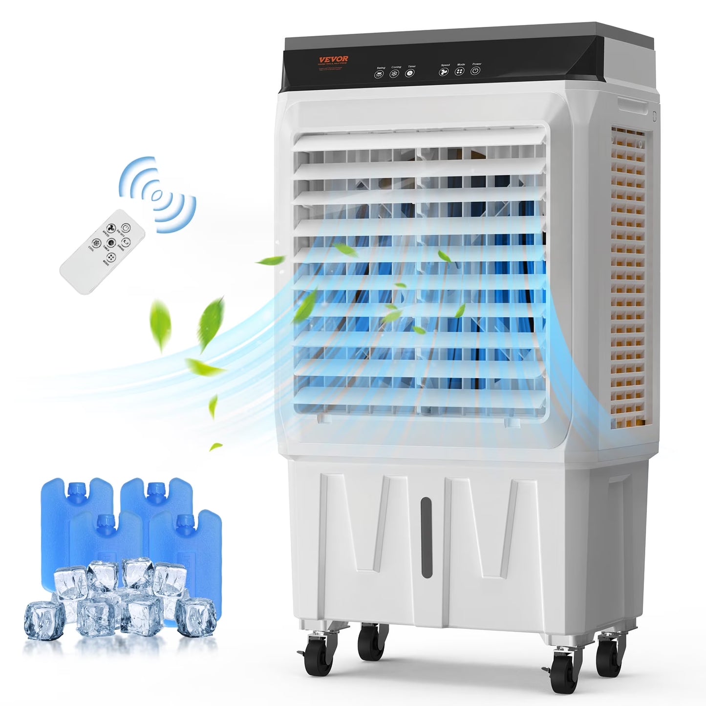 VEVOR Evaporative Air Cooler, 2100 CFM, 135�� Oscillating Swamp Cooler with Adjustable 3 Speeds and 12 H Timer, 7 Gal Portable Air Cooler for 750 Sq.ft, Indoor/Outdoor Use, FCC Listed