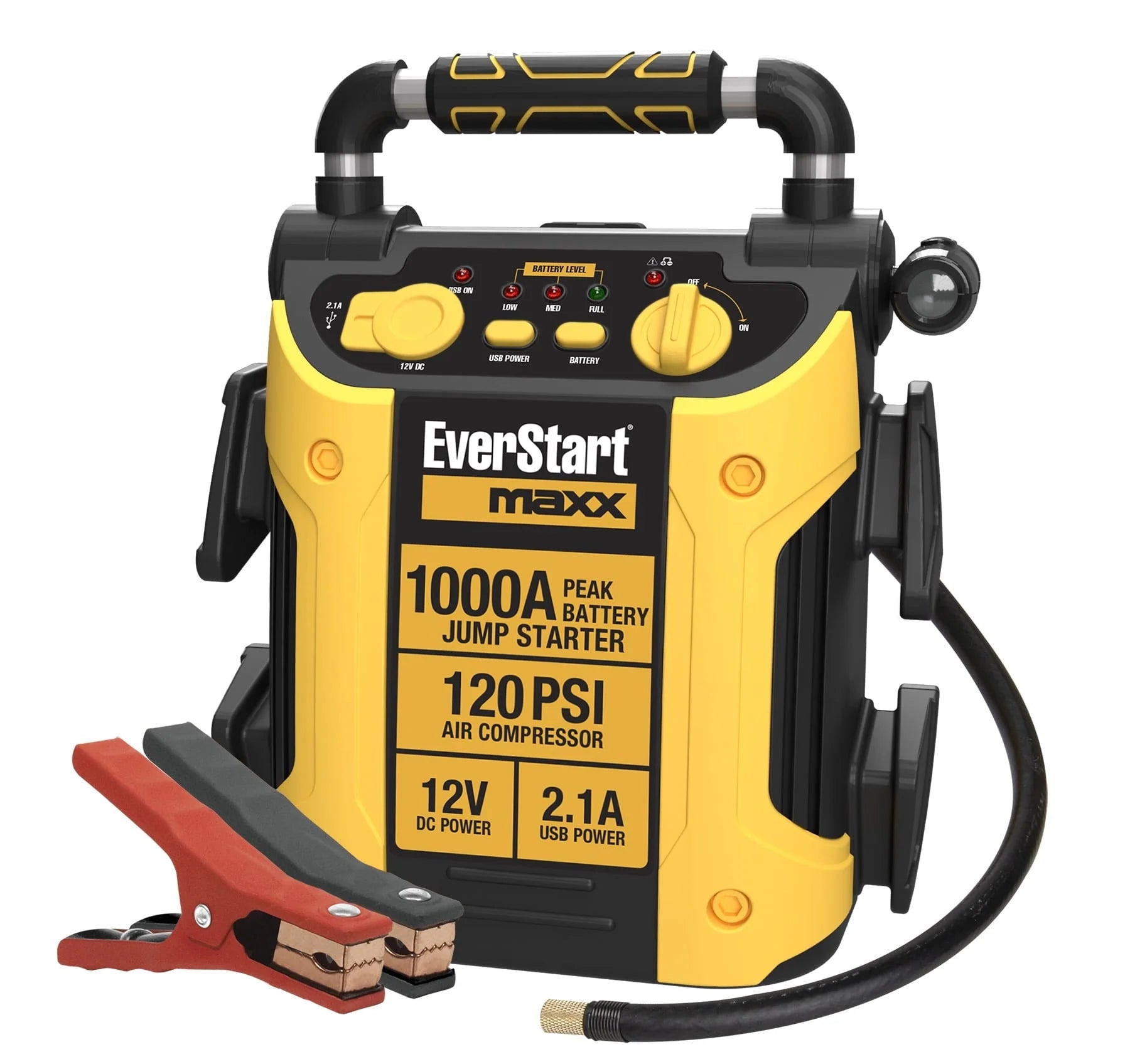 EverStart Maxx J5C09E 1000 Peak Amp Jump Starter with Compressor, Pivoting LED Light, DC and USB Port