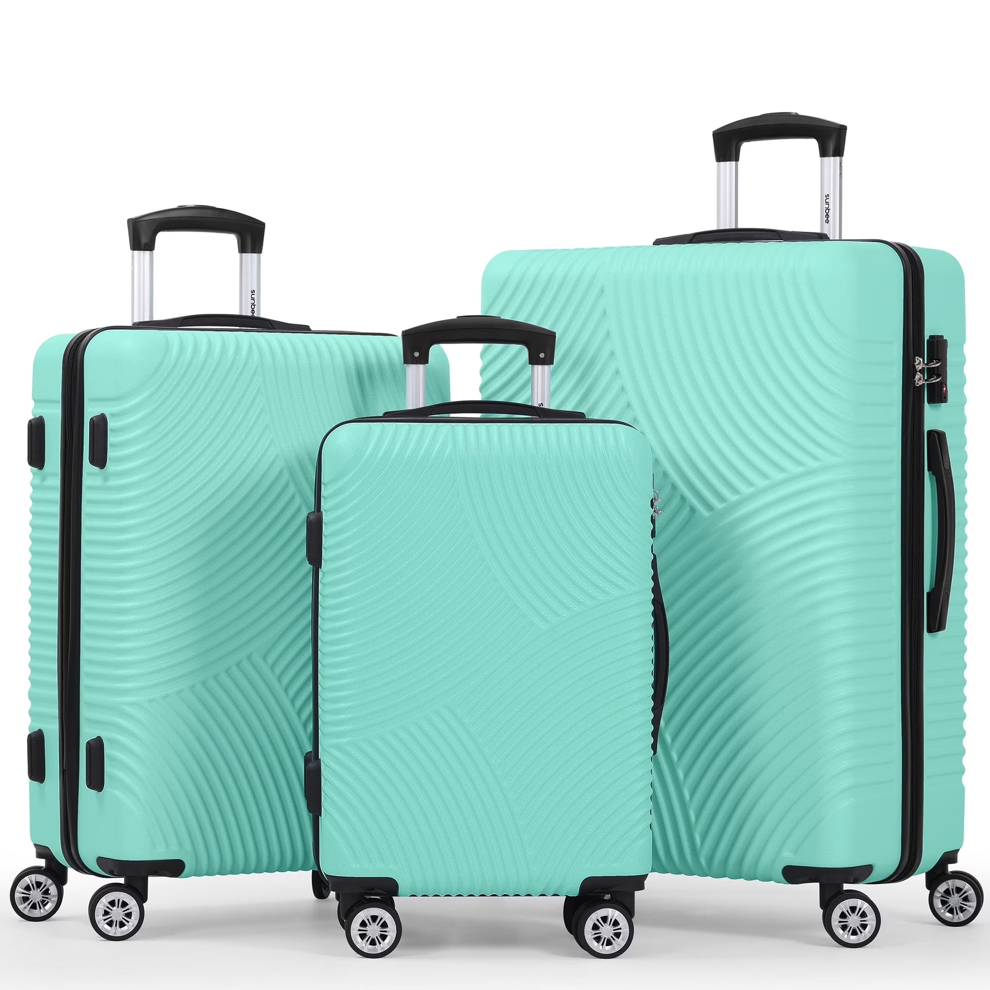 Sunbee Luggage Sets 3 Piece Hardshell Luggage Hardside Luggage Set Lightweight Suitcases with Spinner Wheels, TSA Lock(Mint Green)