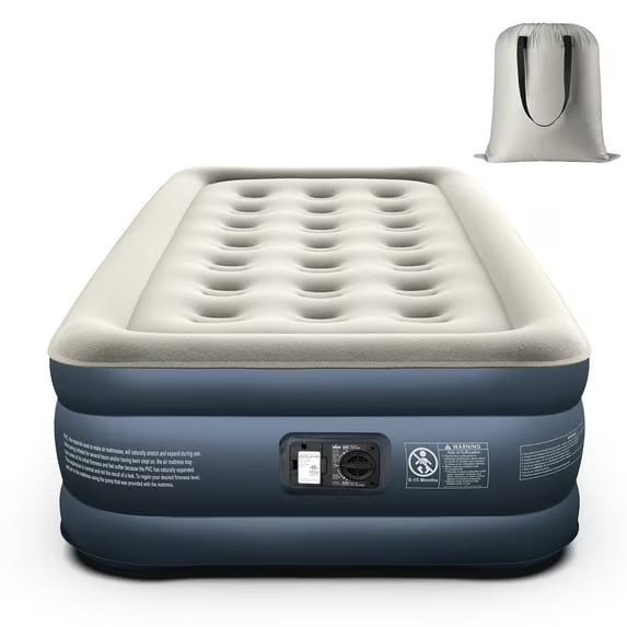 Mattress, Inflatable Airbed with Built-in Pump for Guest Home Camping Travel, 550lb Max, (Twin Size 18")