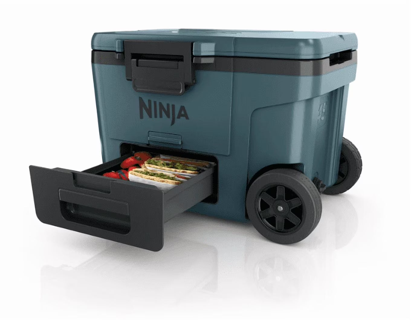 Ninja | Cooler | FrostVault 45QT Cooler with Wheels | Insulated with Temp Dry Storage Drawer | Keeps Ice Cold for Days | for The Beach, Camping, Picnics  More | Ocean Blue | FB245AOB