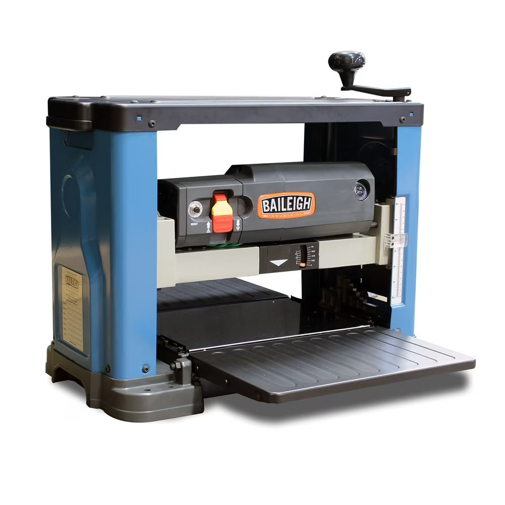 Baileigh Industrial BA9-1020164 IP-1306 15 Amp 2 HP 10000 RPM Spiral Cutterhead with 26 Carbide Inserts 6 in. Max Height Expandable Table Dual Dust Ports 13 in. Benchtop Planer
