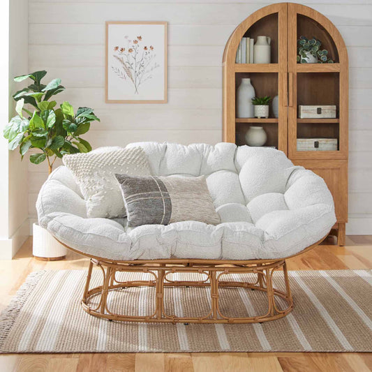 Better Homes  Gardens Double Papasan Accent Chair, Cream Boucle(Cream Boucle)