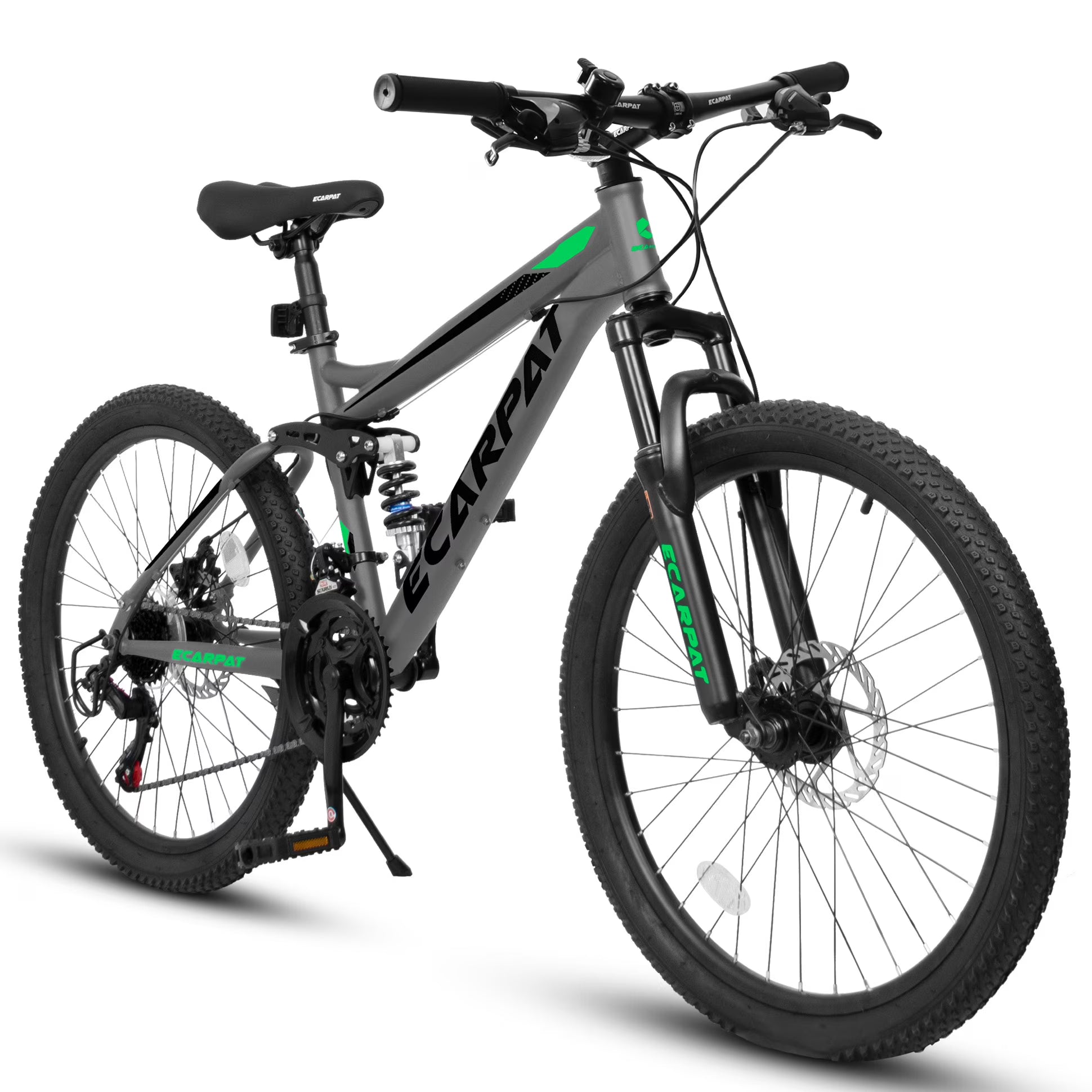 27.5 inch Full Suspension Mountain Bike, Front and Rear Dual Shock Absorbers, Mechanical Disc Brakes, 21-Speed, Suitable for Men and Women, Ideal for Travel and Fitness Enthusiasts(Grey)