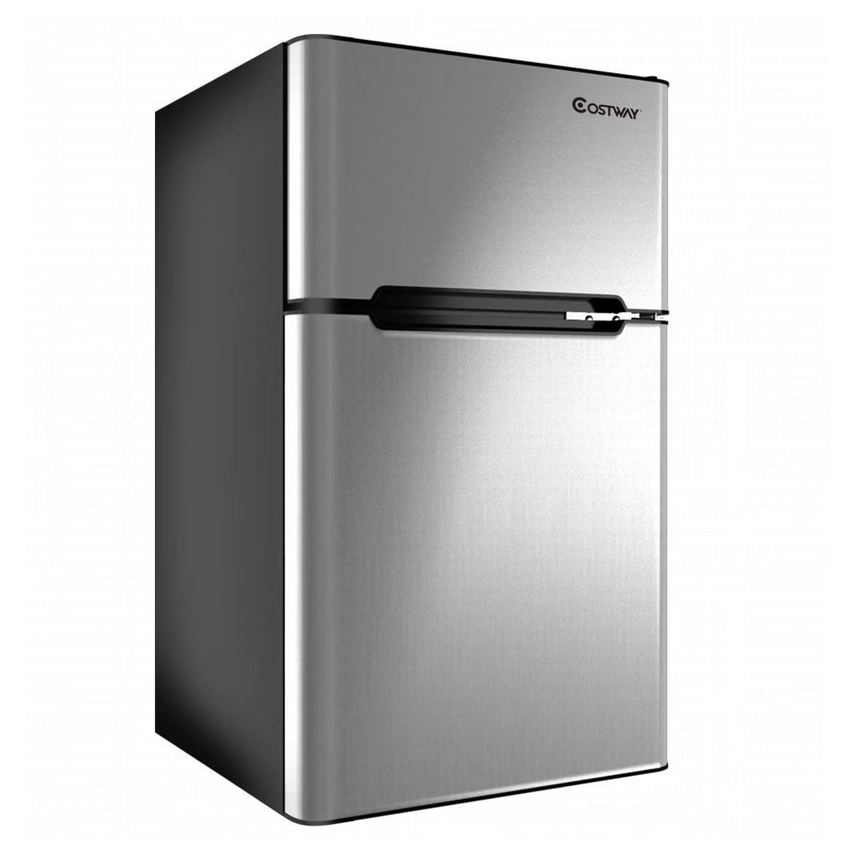 Costway Refrigerator Small Freezer Cooler Fridge Compact 3.2 cu ft. Unit, Grey(Grey)