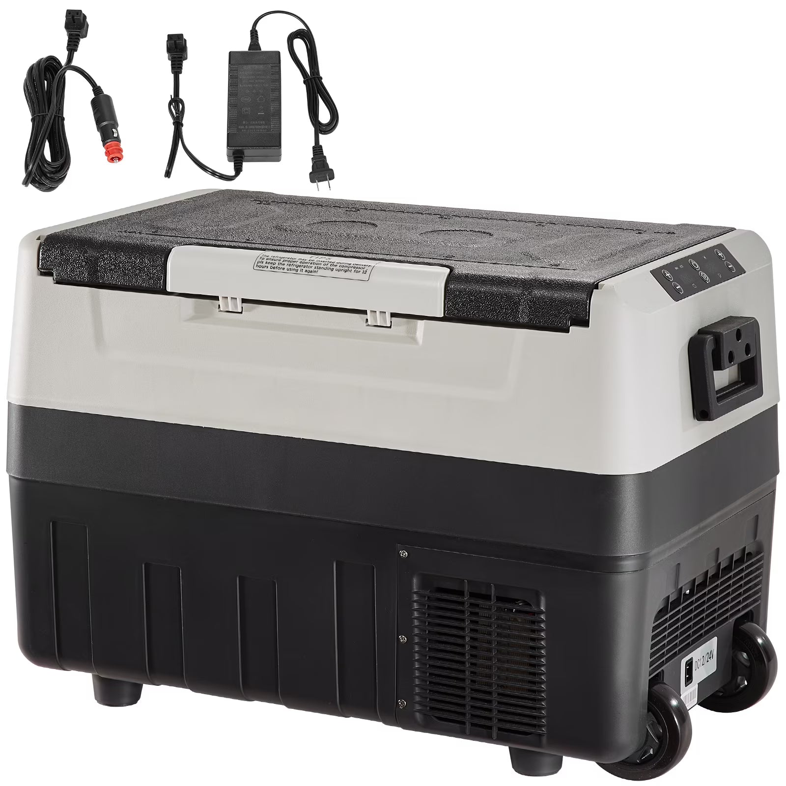 BENTISM Car Refrigerator 58Qt, 12v Portable Freezer with  Dual Zone, 12/24V DC  110-240V AC Electric Cooler with -4a??-50a?? Cooling Range, for Car Truck Vehicle RV Boat(55L)