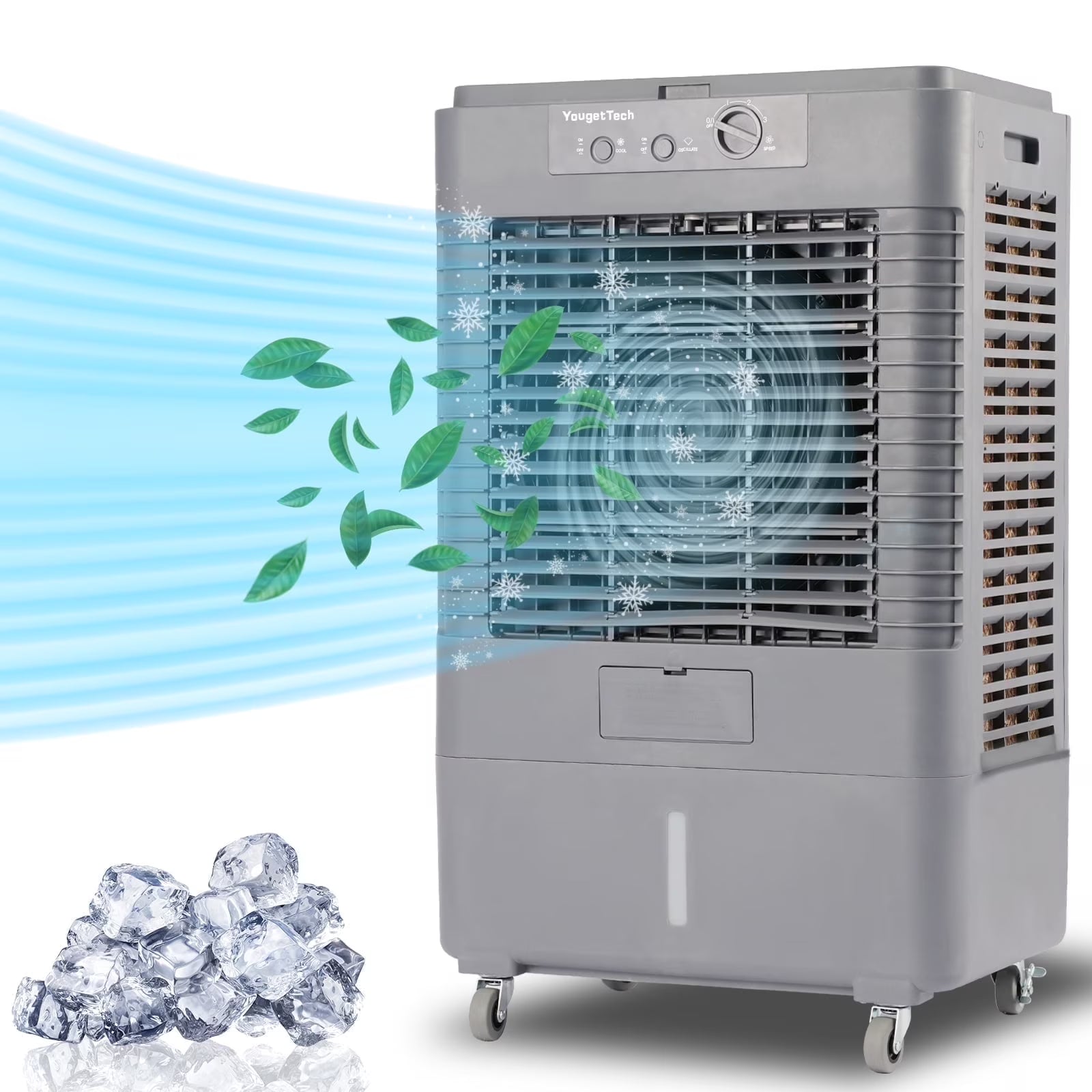 YougetTech 37'' Portable 3000CFM Evaporative Air Cooler(8 gal)