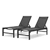 Magshion Set of 2 Patio Lounge Chairs with Adjustable Backrest, Pool Recliner Outdoor Chaise with Aluminum Frame for Beach Backyard Garden, Grey(Black)