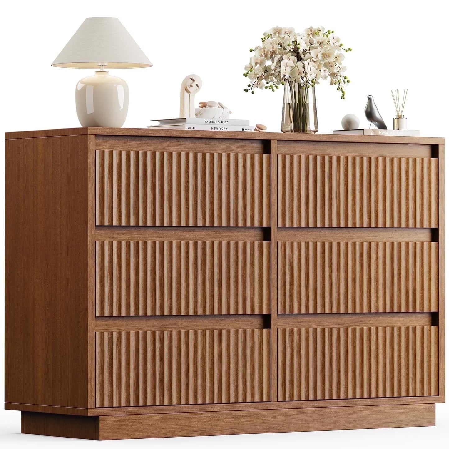 Wood Dresser, 6 Drawer Dresser for Bedroom, Modern Chest of Drawers with Deep Drawers Waterproof Living Room, Hallway, Entryway(6 drawer)