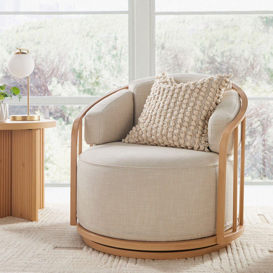 Better Homes  Gardens Lillian Swivel Birdcage Accent Chair, Cream Linen(Cream)