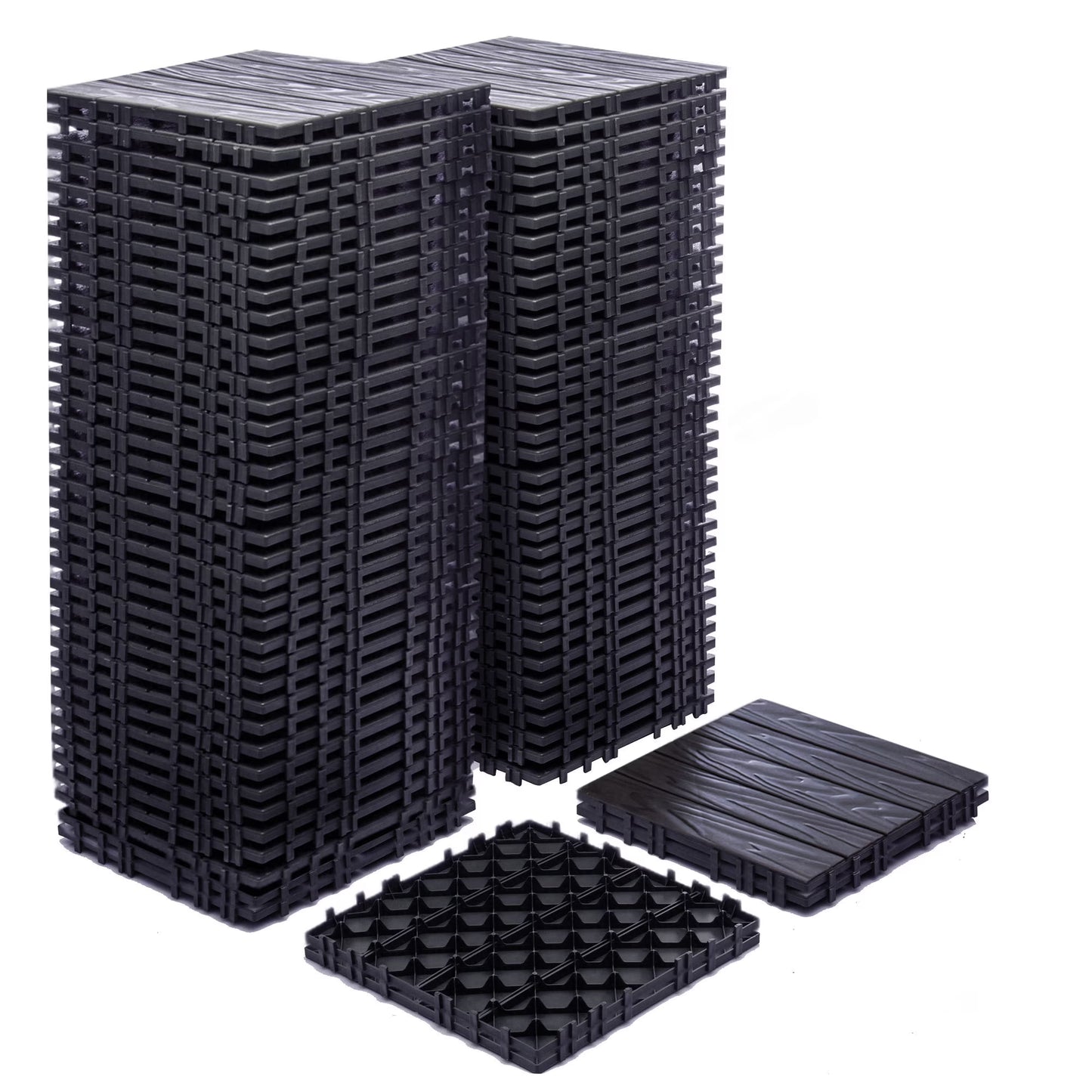 76-Pack Plastic Interlocking Deck Tiles - 68.80 Sq.Ft Outdoor Plastic Flooring Super Durable  Waterproof All-Weather Indoor/Outdoor(Gray)
