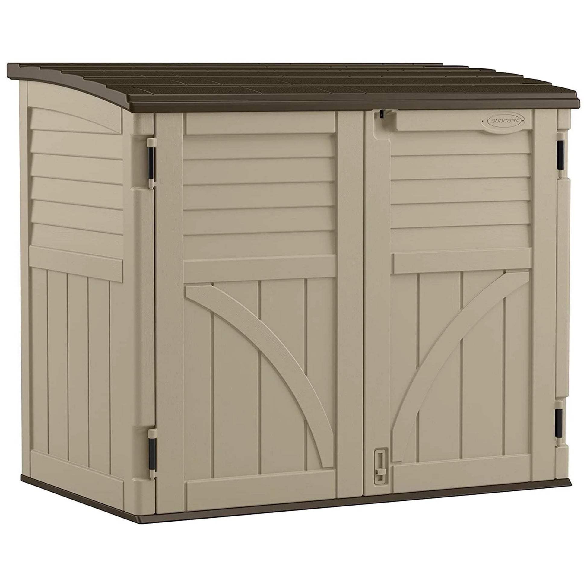 Suncast 34 Cubic ft Horizontal Compact Outdoor Storage Shed, Sand(Brown)