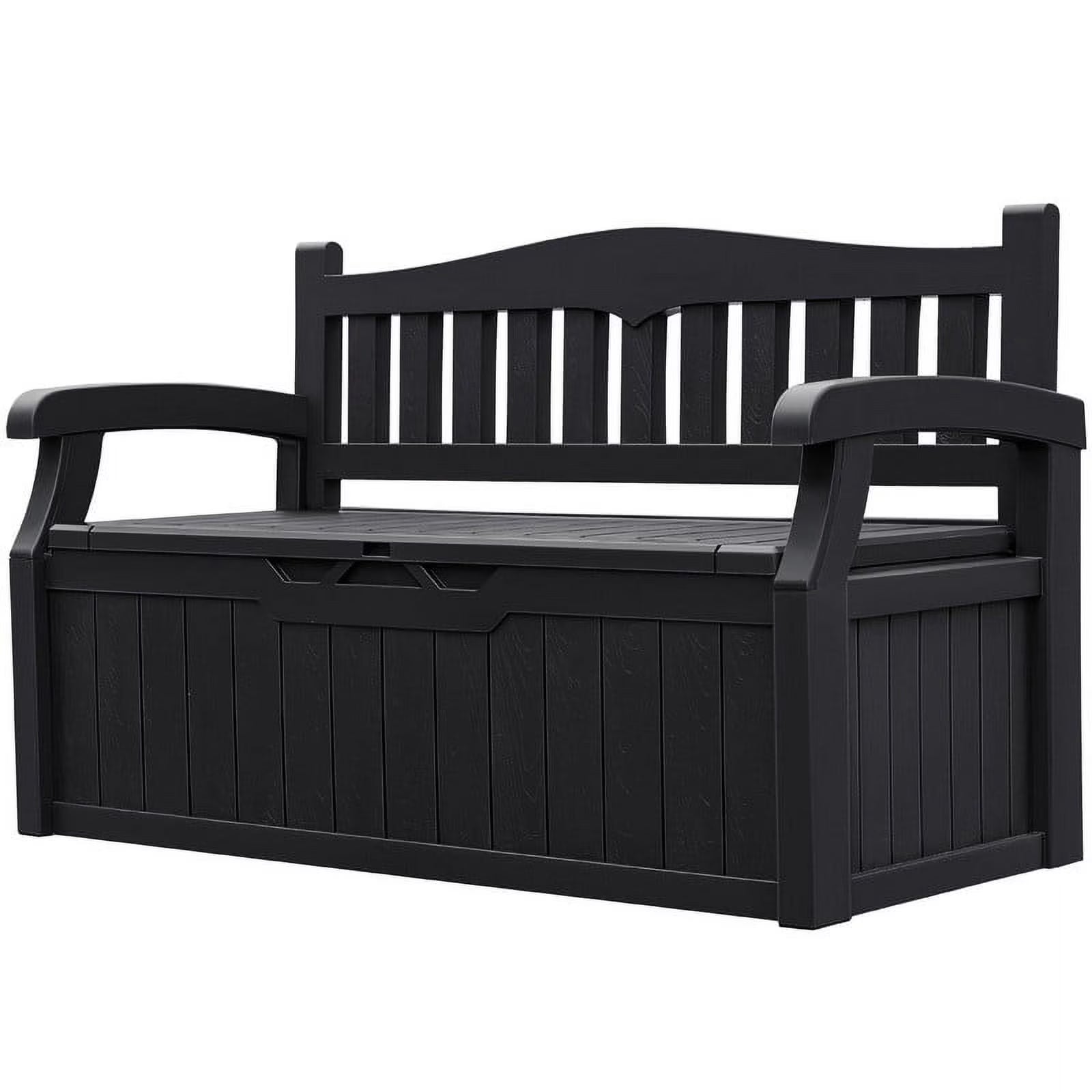 Homall 80 Gallon Plastic Storage Bench Made Of Durable Weatherproof Resin And Deck-Box Organized Storage Compartment For Outdoor Patios And Lawns,Black(Black)