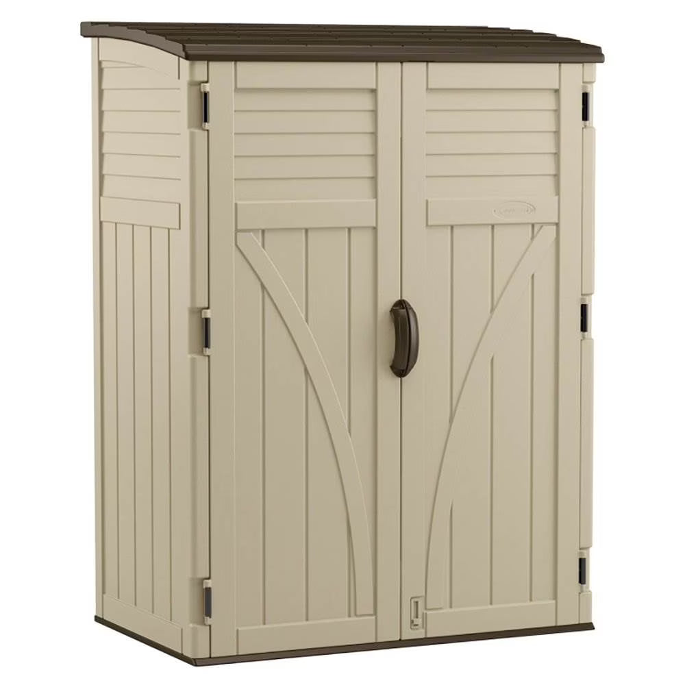 Suncast Large Vertical Shed for Storing Oudoor Tools,  Equipment, Sand