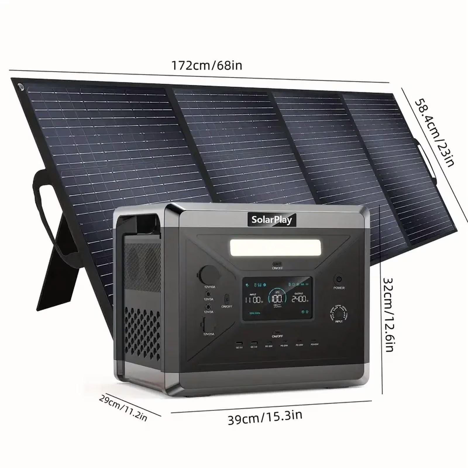 Solarplay 2400W(4800W Peak) Solar Generator, with 400W Solar Panel,2160Wh Portable LiFePO4 Battery Power Station for Camping Home Backup RV(4)