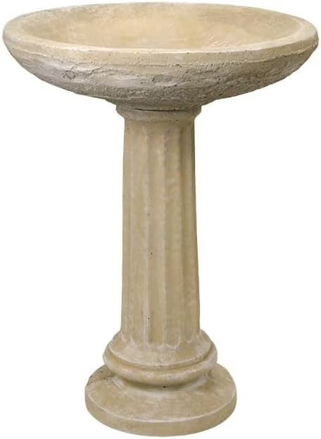 Solid Rock Stoneworks 2 Piece Collanade Birdbath - 26" Tall - Desert Sand Color