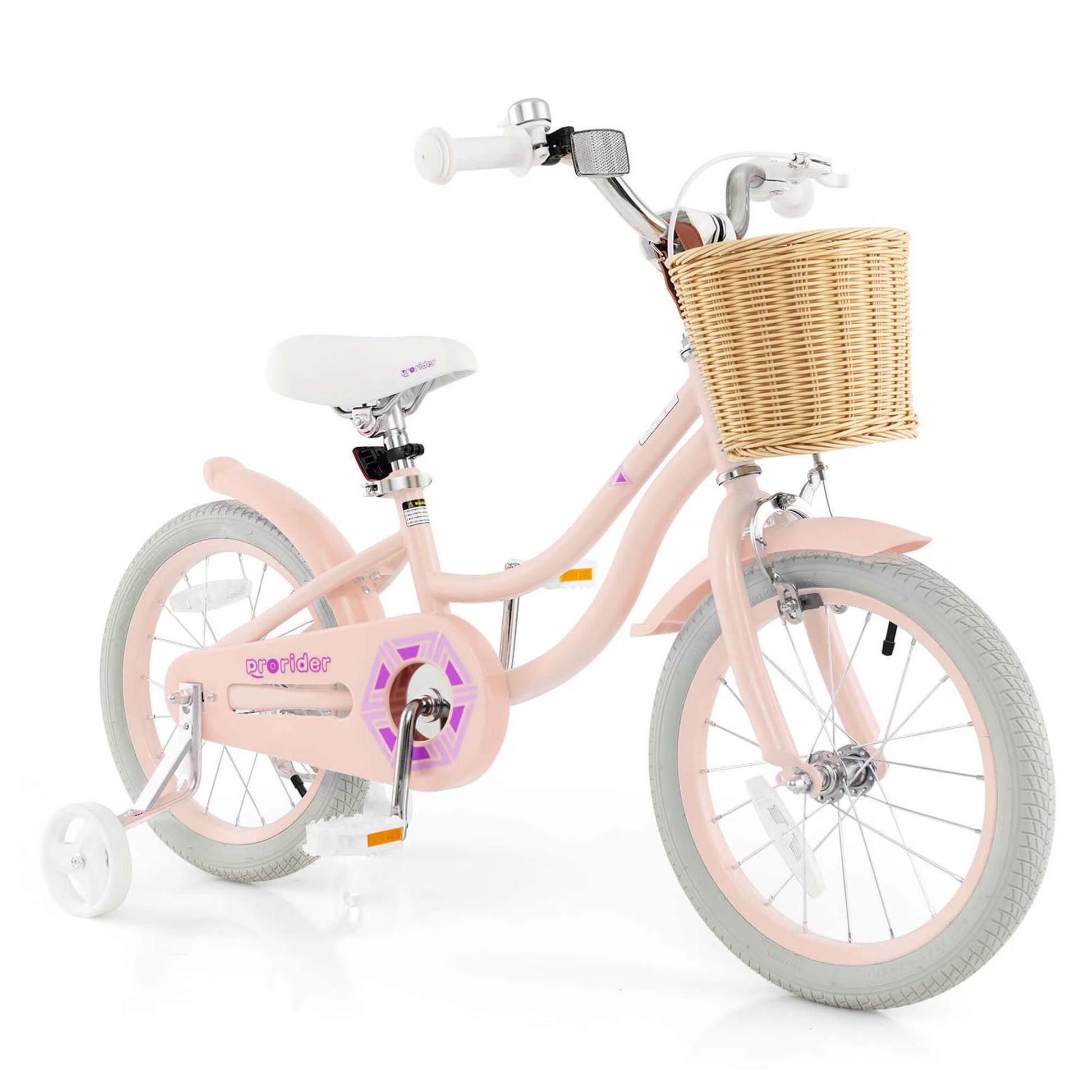 Prorider 16" Kid’s Bike with Training Wheels Adjustable Handlebar Seat Handbrake Pink(Pink/16")