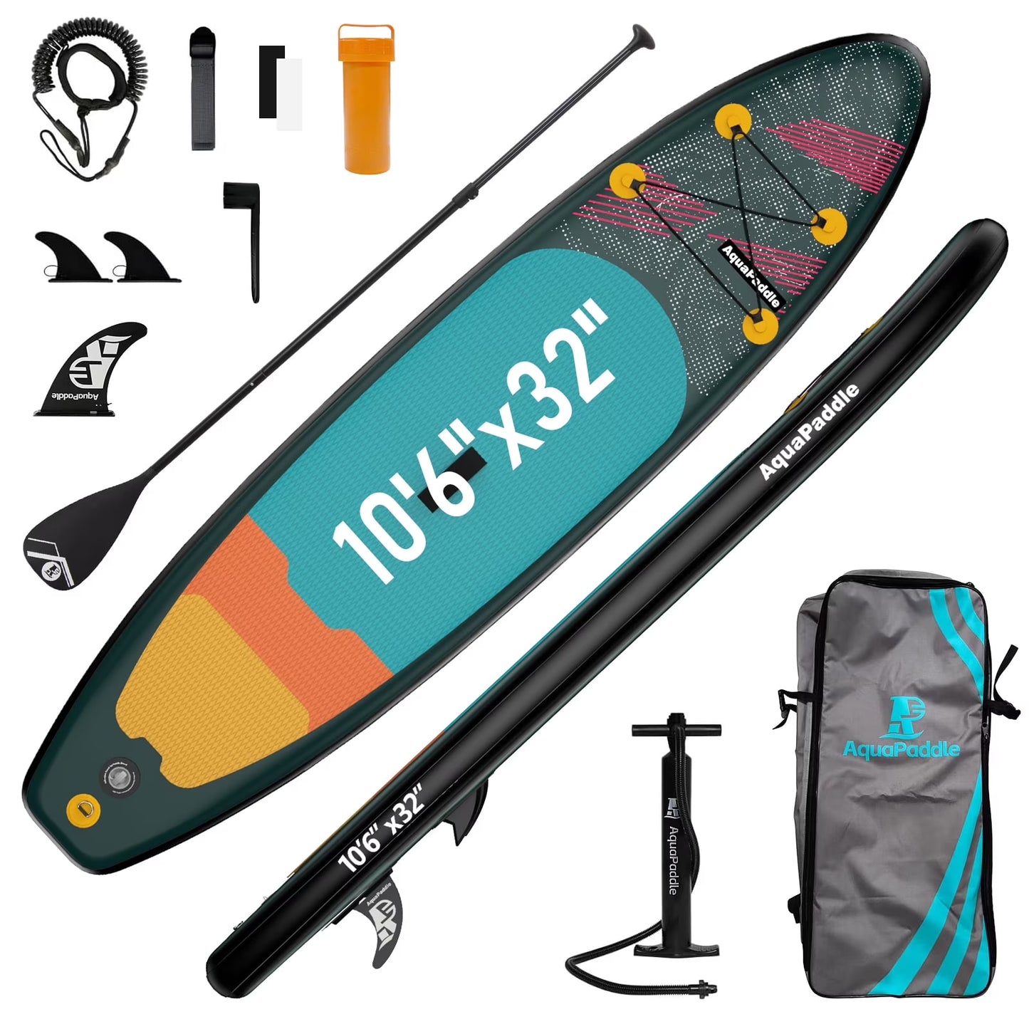LNOW 10'6 Inflatable Stand Up Paddle Board  6' Thick SUP Paddle Board with Paddleboard Accessories Triple Action Pump(Blue)