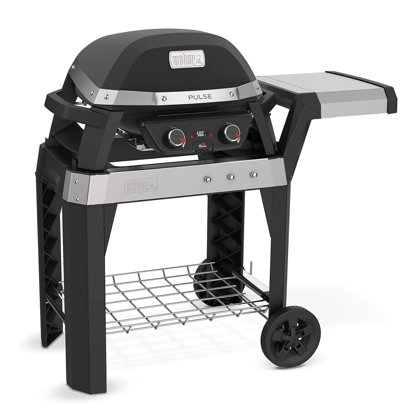 Weber Pulse 200 Electric Grill Rolling Cart with Foldable Side Table, Black(1)