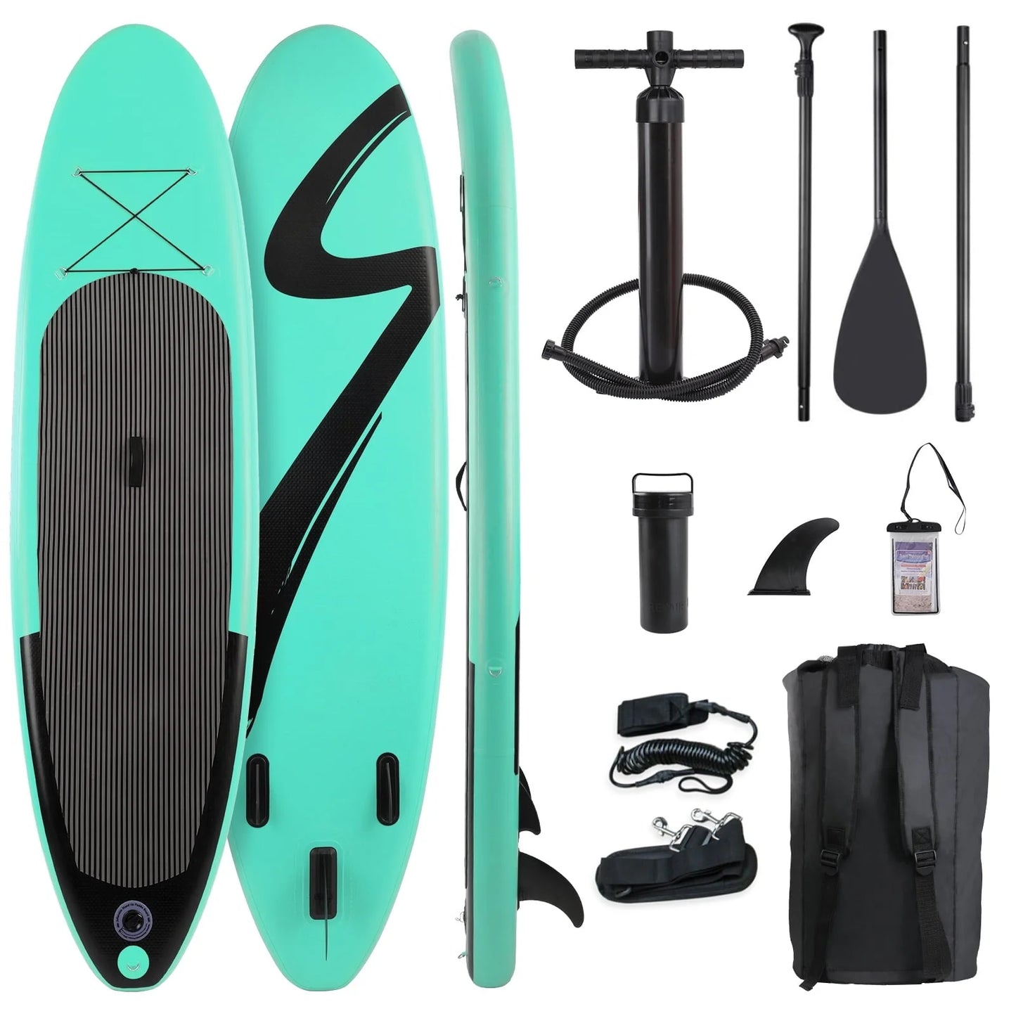Arlopu Portable 10' Inflatable Stand Up Paddle Board with Aluminum Paddle, Leash, Hand Pump  Backpack for Youth Adult